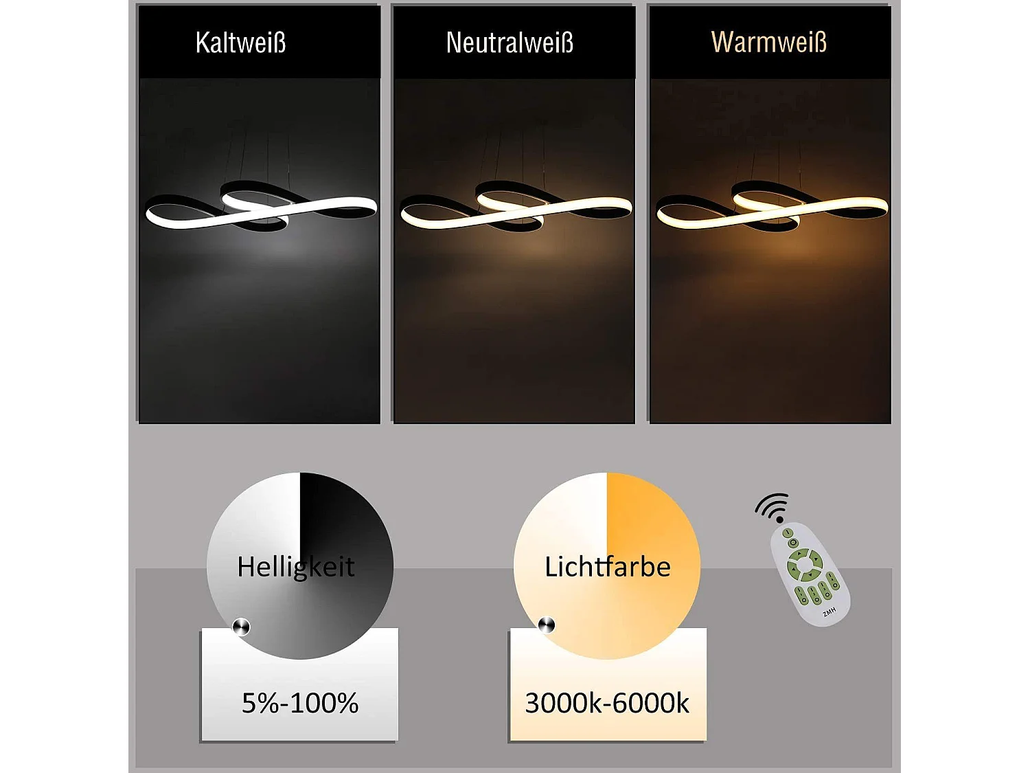 NETTLIFE Lampa wisząca LED Silikonowa Czarna Średnica 75 cm Ściemnialna Z Pilotem Nowoczesny Design Do Gabinetu Salonu Kuchni Biura 47 W