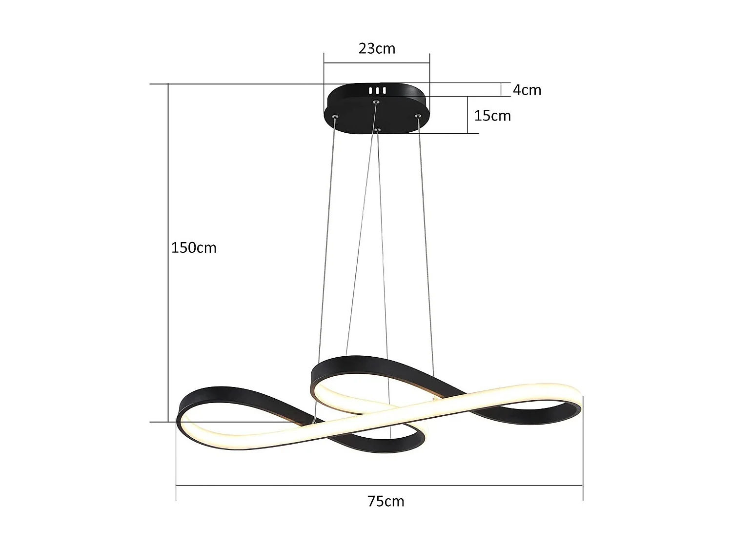 NETTLIFE LED Hanglamp - modern - zwart - 47W - dimbaar - eetkamerlamp met afstandsbediening - voor studeerkamer woonkamer keuken kantoor