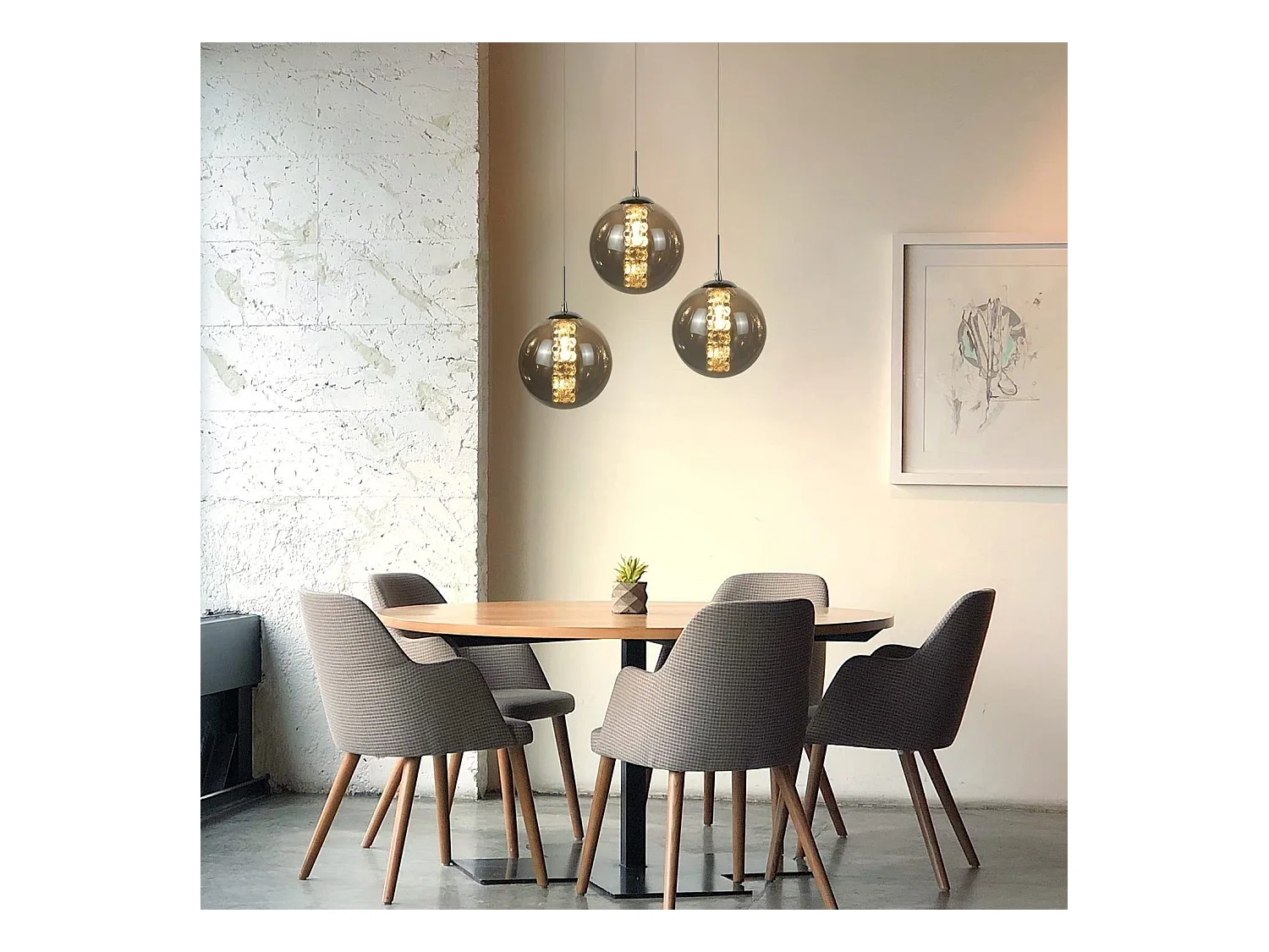 NETTLIFE Hanglamp modern - 3xG9 - glazen - grijs - hoogte verstelbaar - 30cm - incl. lichtbron - voor keuken woonkamer slaapkamer hal