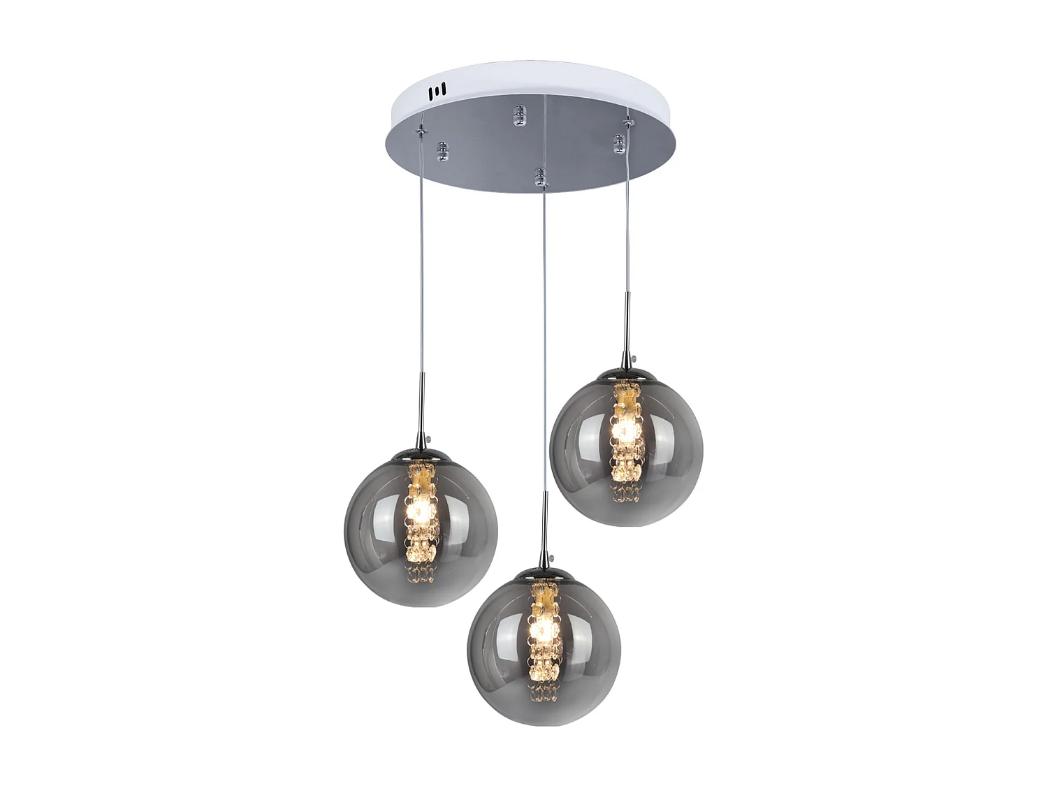 NETTLIFE Suspension Lampe à en verre gris Diam.28cm G9 à 3 lampes, lampe de table à manger de couleur moderne, lampe de salon de cuisine