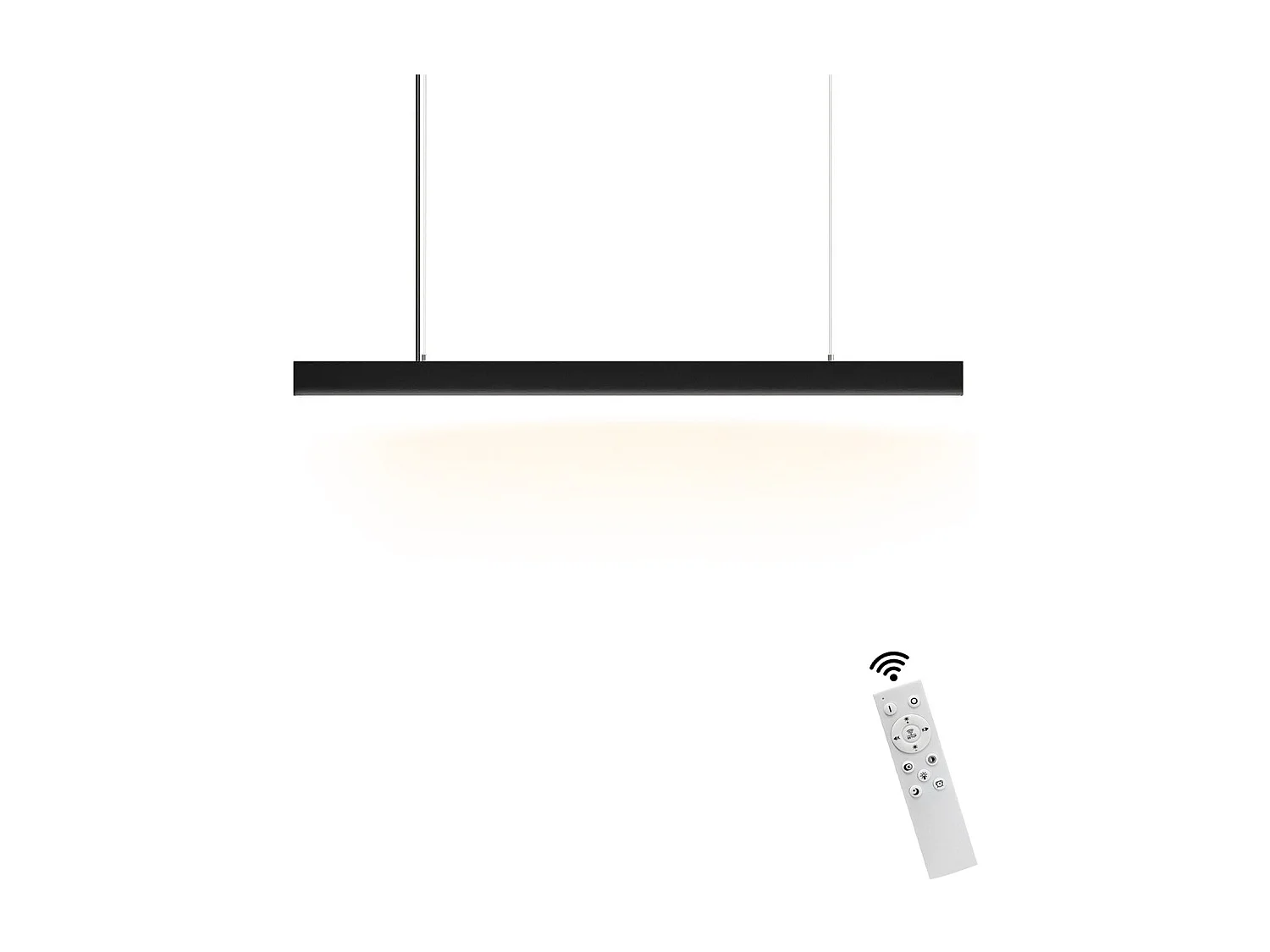 NETTLIFE Suspension LED Diam.107CM 32W 3000K-6500K Table à Intensité Variable Noir avec Lampe Design Linéaire Moderne pour Salle à Manger Bureau