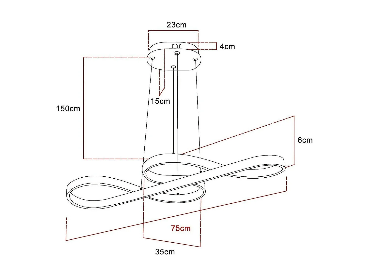 NETTLIFE Lampa wisząca LED Biała 47 W Średnica 75 cm Aluminium Ściemnialna Biała Salon Sypialnia Nowoczesna Lampa Regulowana Wysokość do