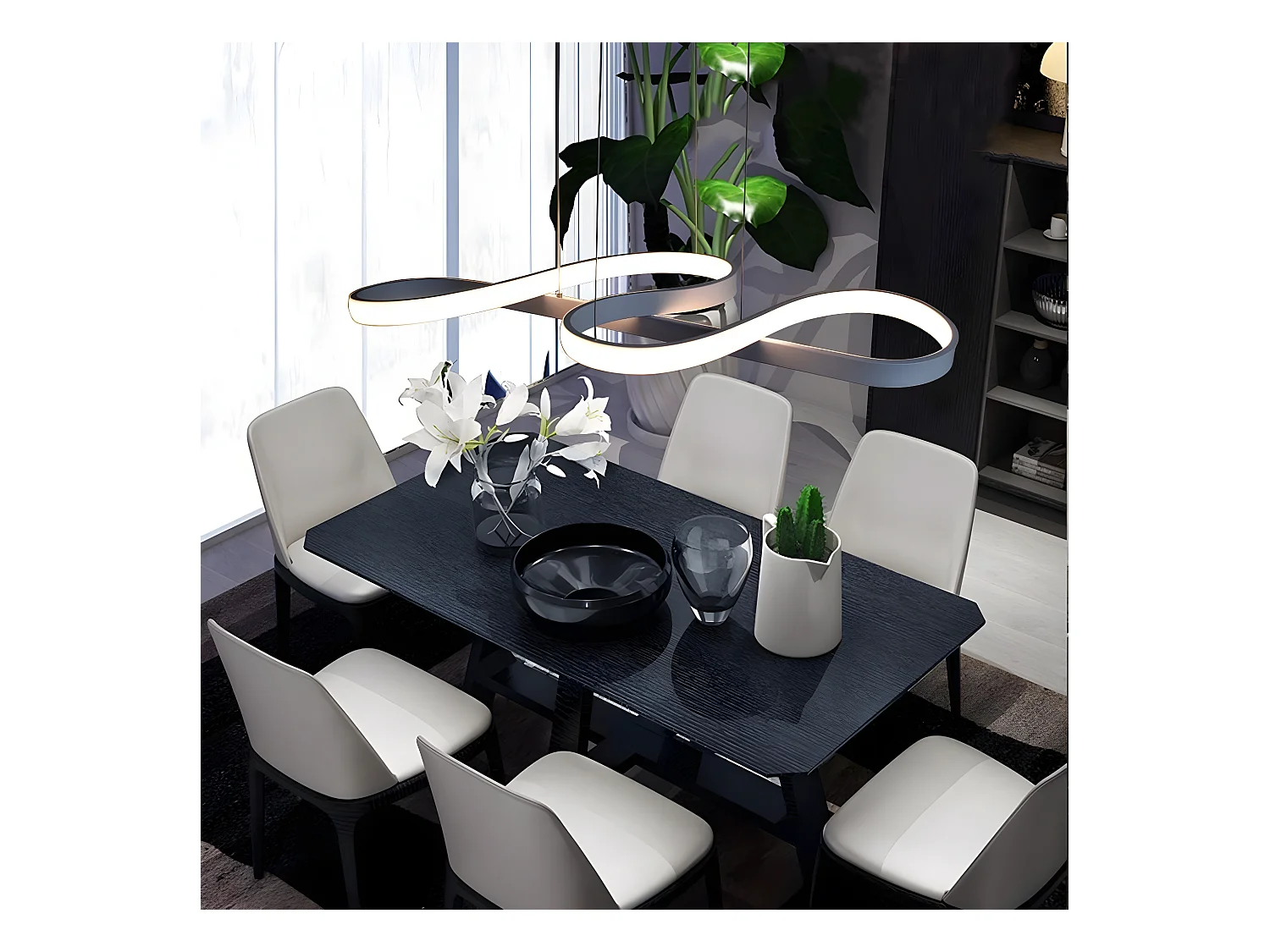 NETTLIFE Lámpara Colgante LED Blanca 47W Diam.75cm Aluminio Regulable Blanco Salón Dormitorio  Lámpara Moderna Altura Regulable para