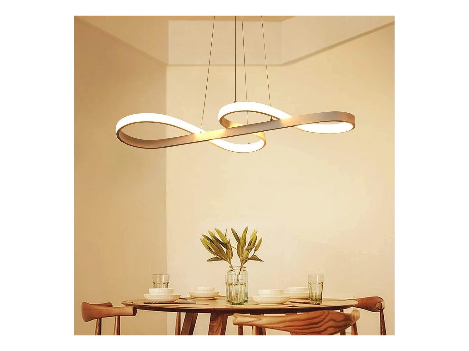 NETTLIFE Lámpara Colgante LED Blanca 47W Diam.75cm Aluminio Regulable Blanco Salón Dormitorio  Lámpara Moderna Altura Regulable para