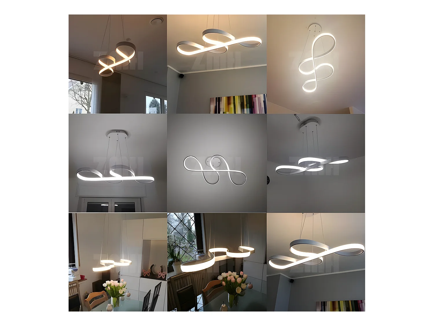 NETTLIFE Lámpara Colgante LED Blanca 47W Diam.75cm Aluminio Regulable Blanco Salón Dormitorio  Lámpara Moderna Altura Regulable para