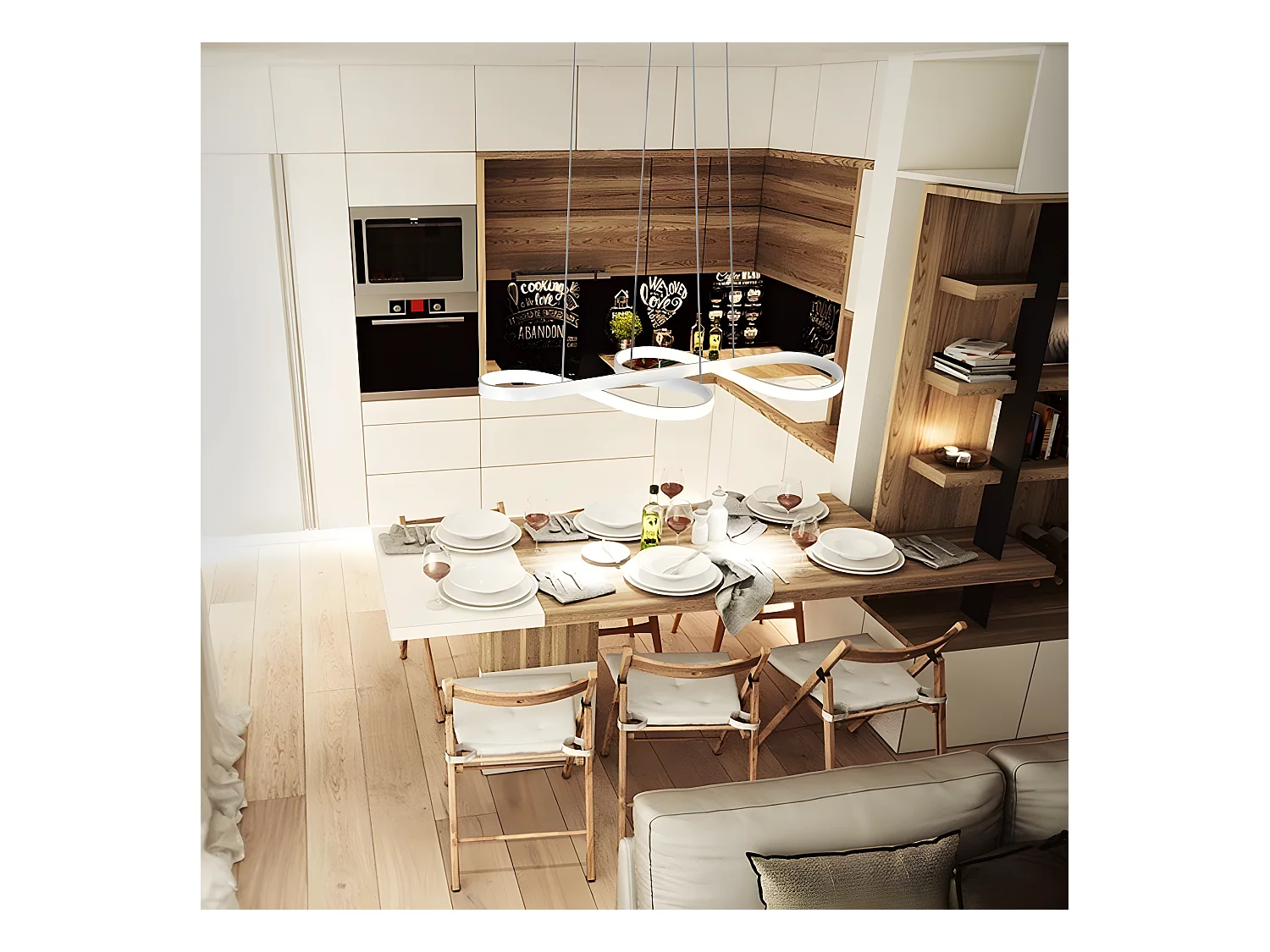 NETTLIFE Lámpara Colgante LED Blanca 47W Diam.75cm Aluminio Regulable Blanco Salón Dormitorio  Lámpara Moderna Altura Regulable para