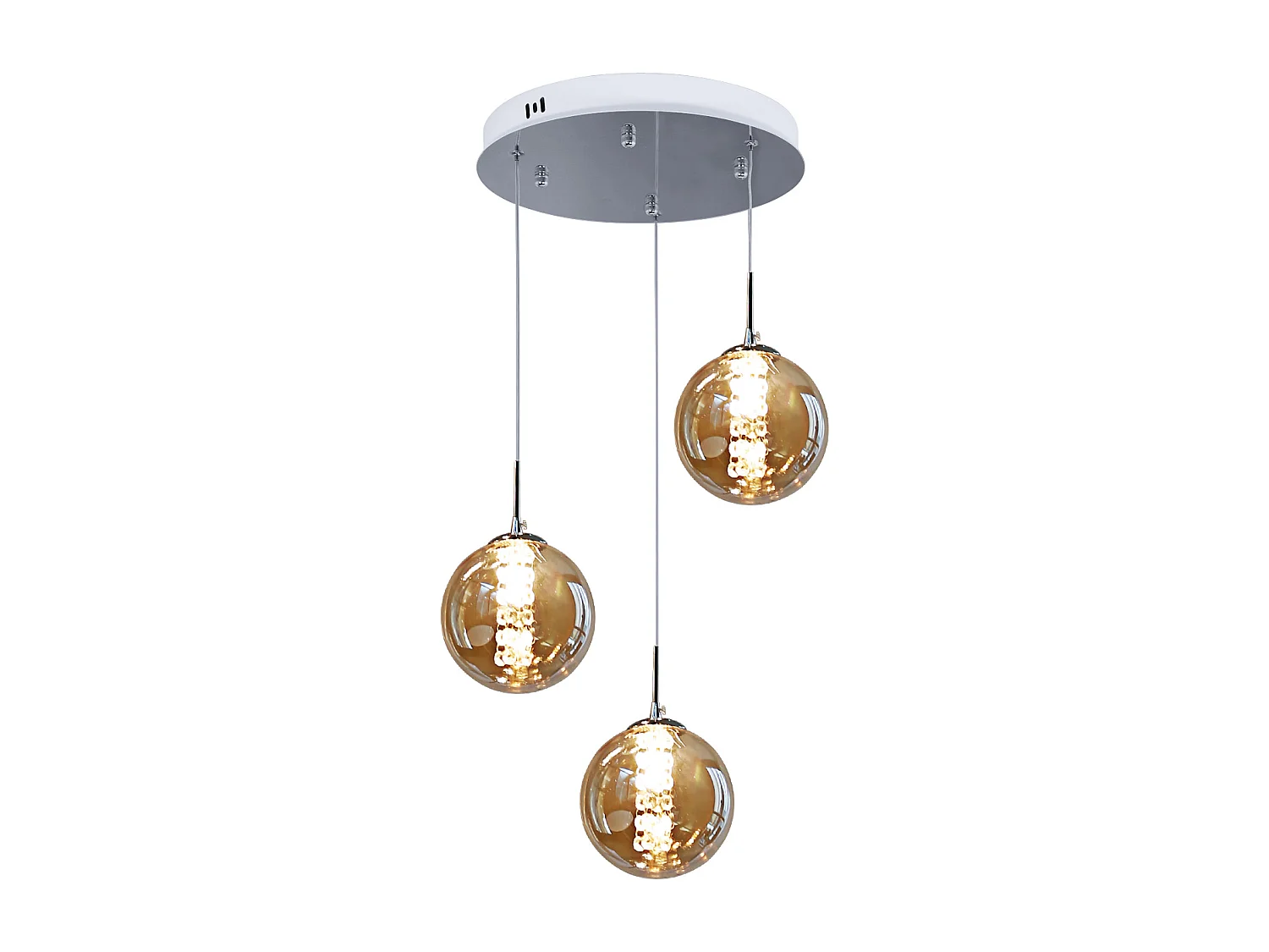 NETTLIFE Suspension en verre ambre Diam.28cm G9 lustre réglable en hauteur 3 lampes en ambre cuisine lampe de salon lampe de chambre lampe