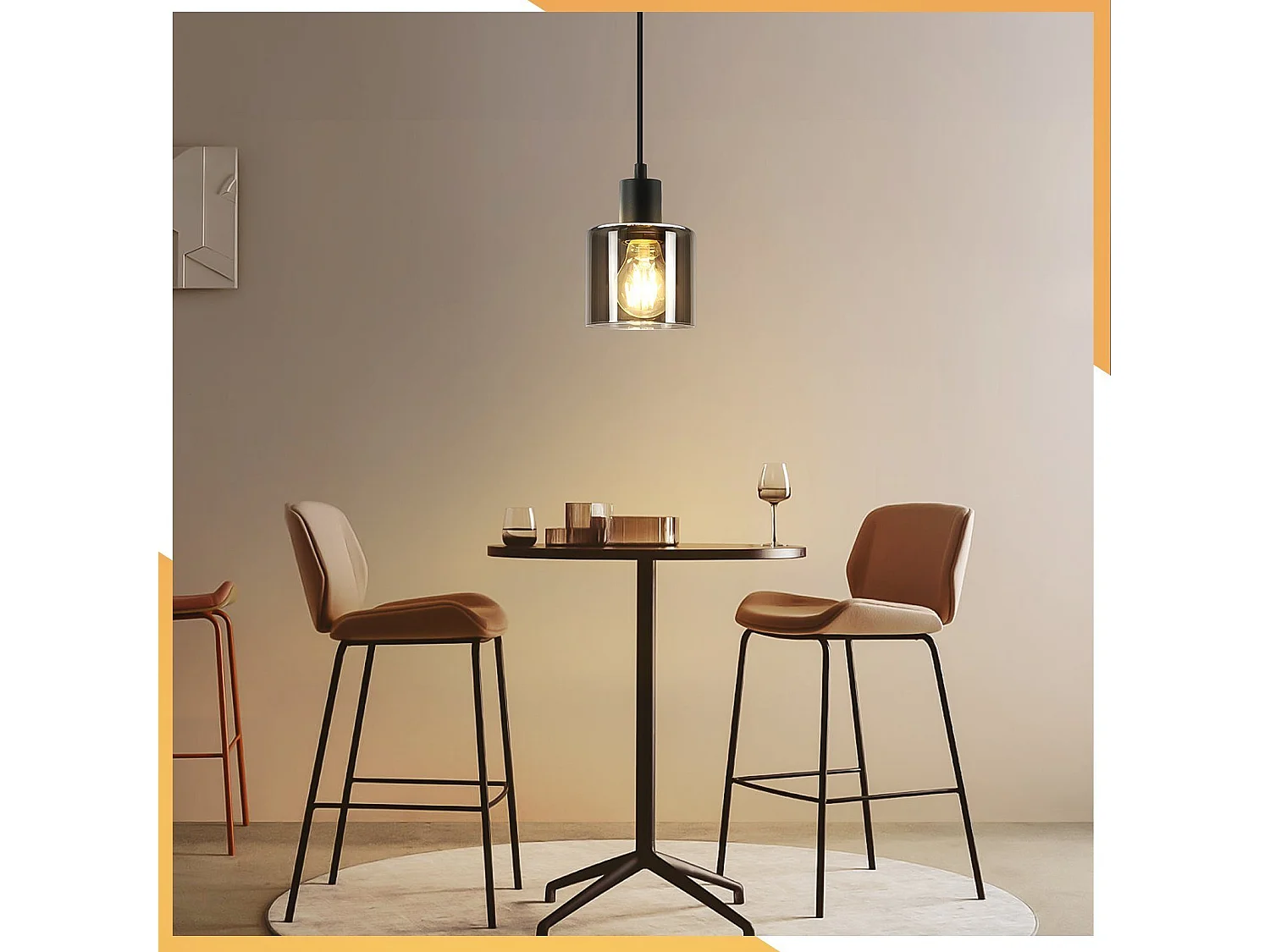 NETTLIFE Suspension fer Diam.11cm E27 Max.40w Noir Vintage 1 Ampoule Lampe de Salle à Manger Lampe à Suspension Industrielle Rétro pour Salon Hôtel