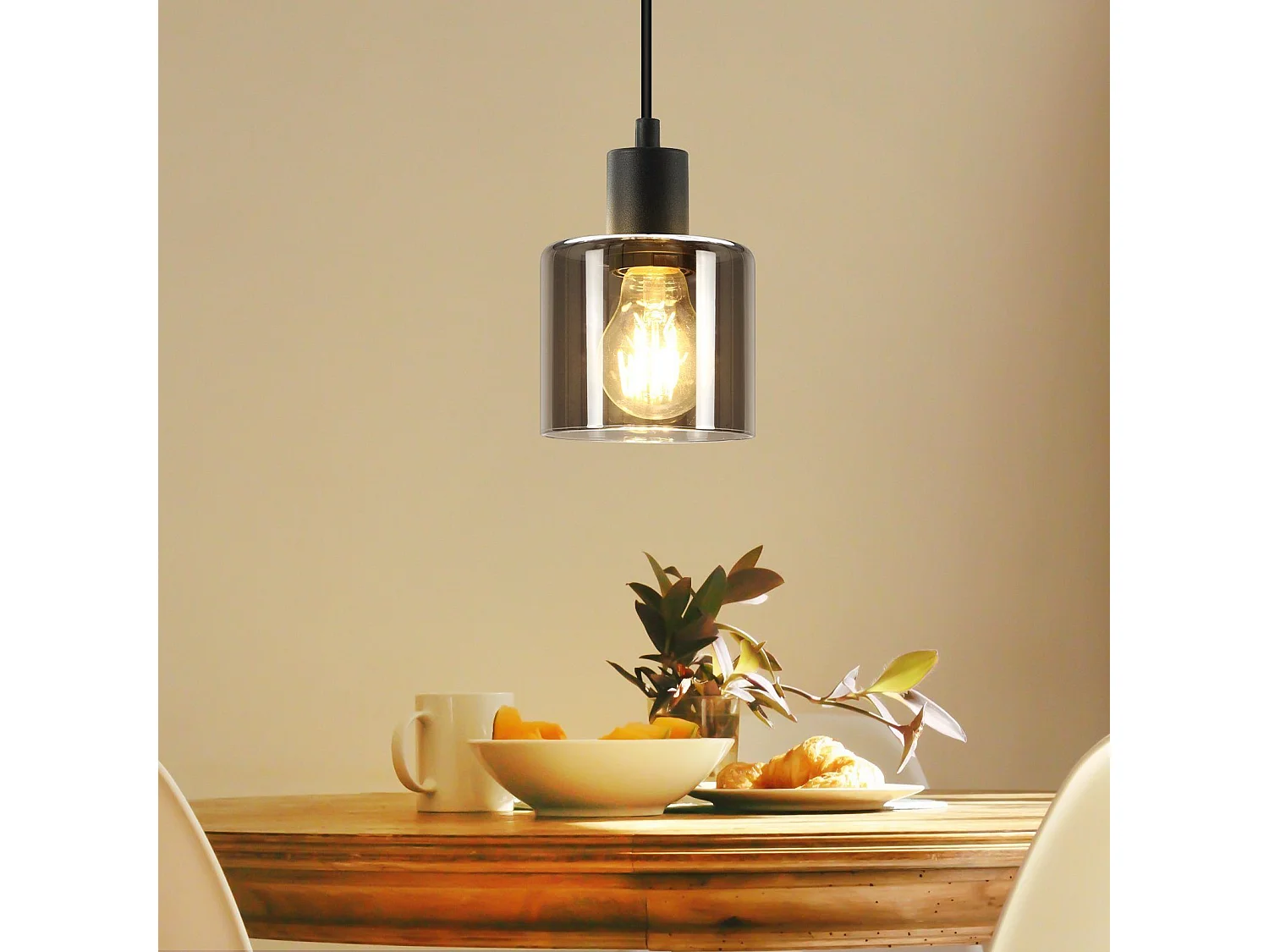 NETTLIFE Suspension fer Diam.11cm E27 Max.40w Noir Vintage 1 Ampoule Lampe de Salle à Manger Lampe à Suspension Industrielle Rétro pour Salon Hôtel