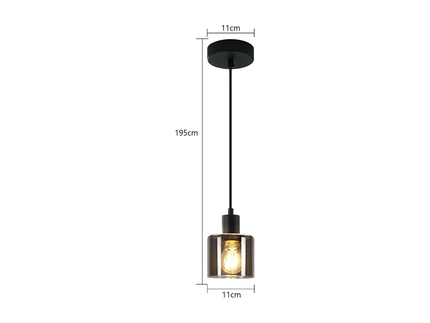 NETTLIFE Suspension fer Diam.11cm E27 Max.40w Noir Vintage 1 Ampoule Lampe de Salle à Manger Lampe à Suspension Industrielle Rétro pour Salon Hôtel