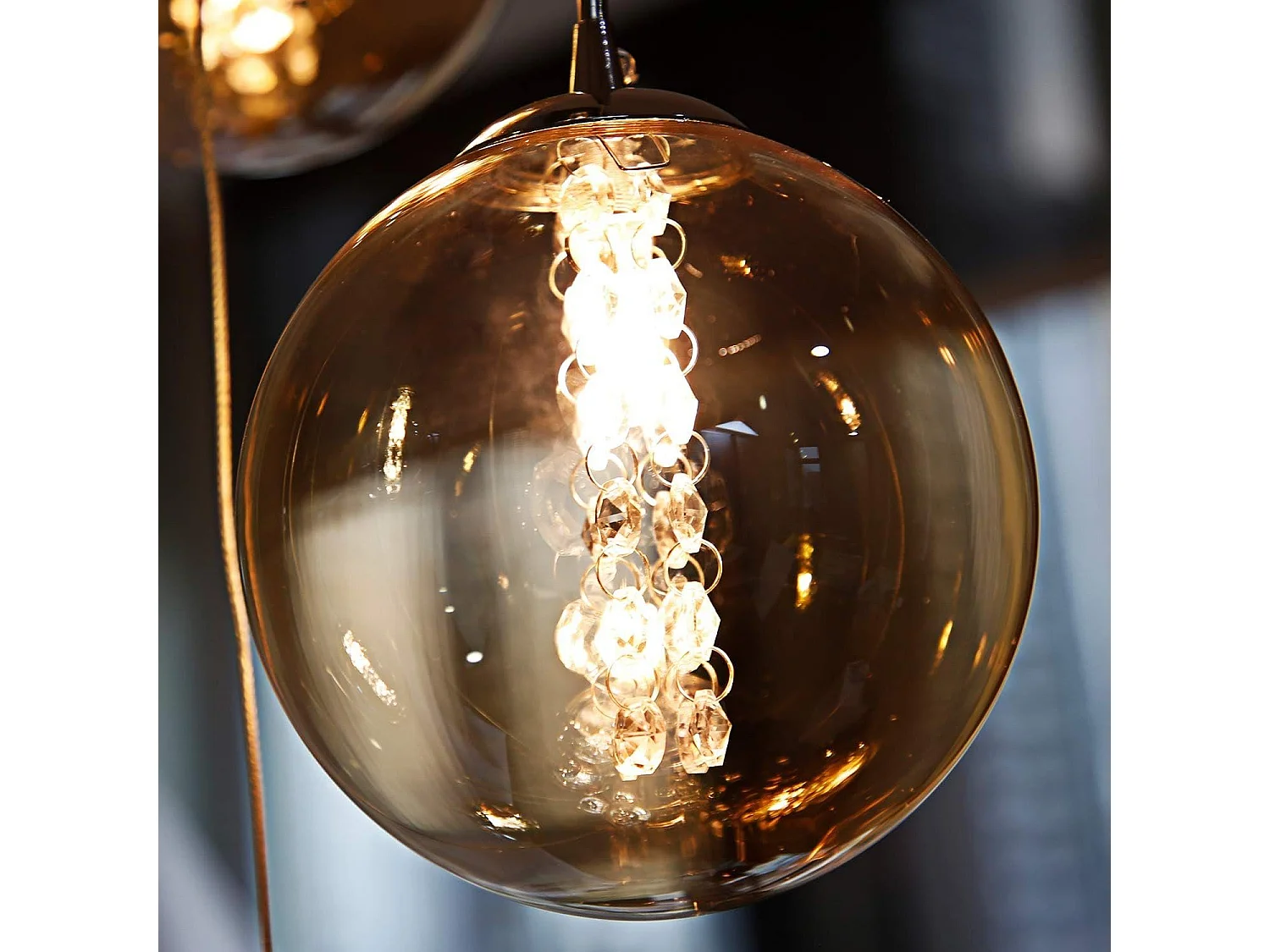 NETTLIFE Hanglamp modern - 4xG9 - glazen - amber - hoogte verstelbaar - 70cm - incl. lichtbron - voor keuken woonkamer slaapkamer hal