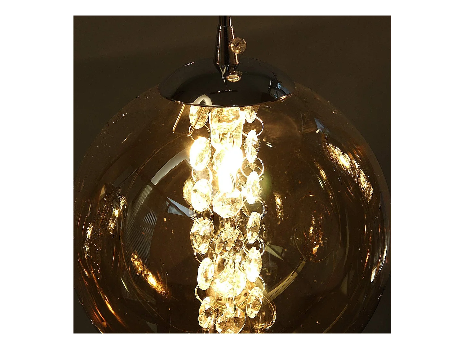 NETTLIFE Suspension verre ambre Diam.70cm G9 réglable en hauteur lampe de table à manger à 4 lampes de ambre lampe de salon de cuisine lampe