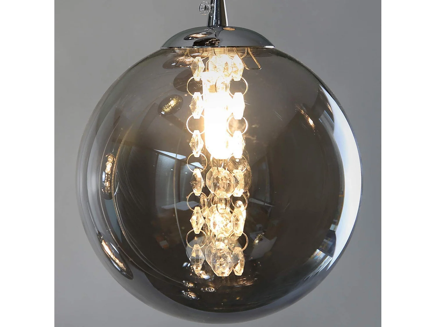 NETTLIFE Suspension G9 verre gris Diam.31cm 6 ampoules couleur cuisine salon lampe chambre lampe couloir