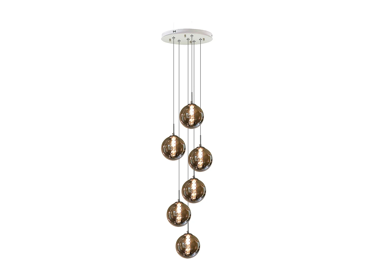 NETTLIFE Suspension G9 verre gris Diam.31cm 6 ampoules couleur cuisine salon lampe chambre lampe couloir