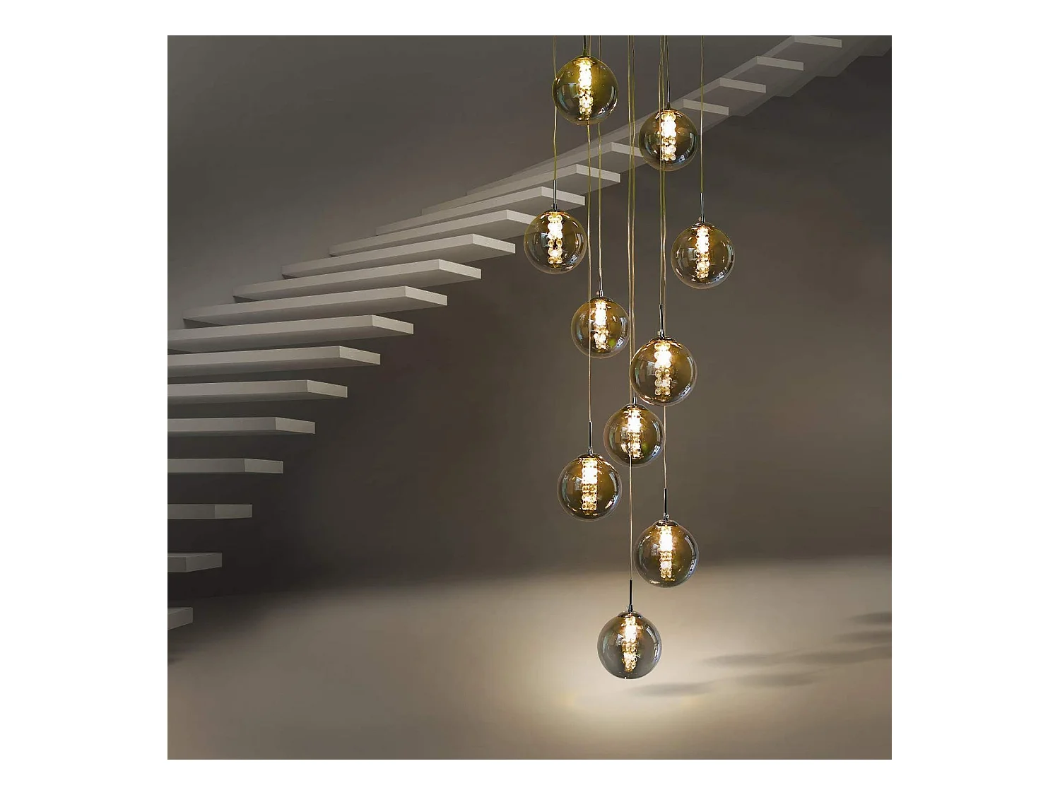 NETTLIFE Hanglamp - G9 - 10-Lichts - Rookglas - in hoogte verstelbare - eettafel hanglamp - moderne kroonluchter - woonkamer - hal