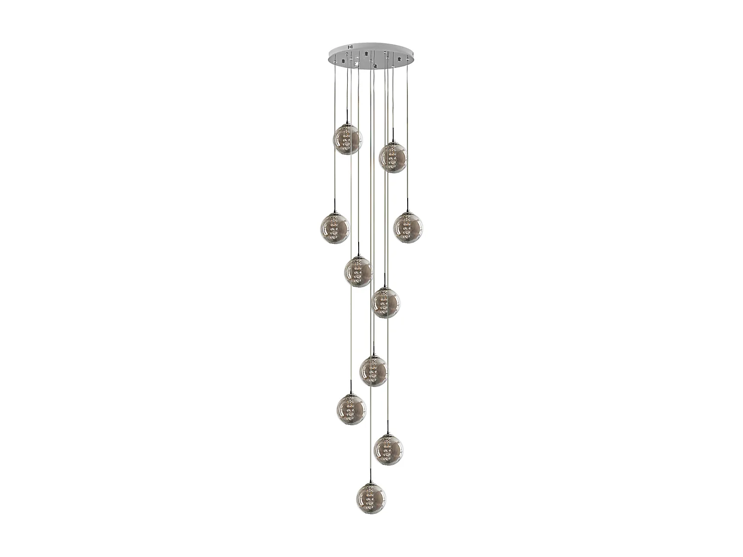 NETTLIFE Suspension verre gris Diam.41 cm G9 lustre 10 lampes en couleur lampe de salon lampe de chambre lampe de table à manger lampe de couloir