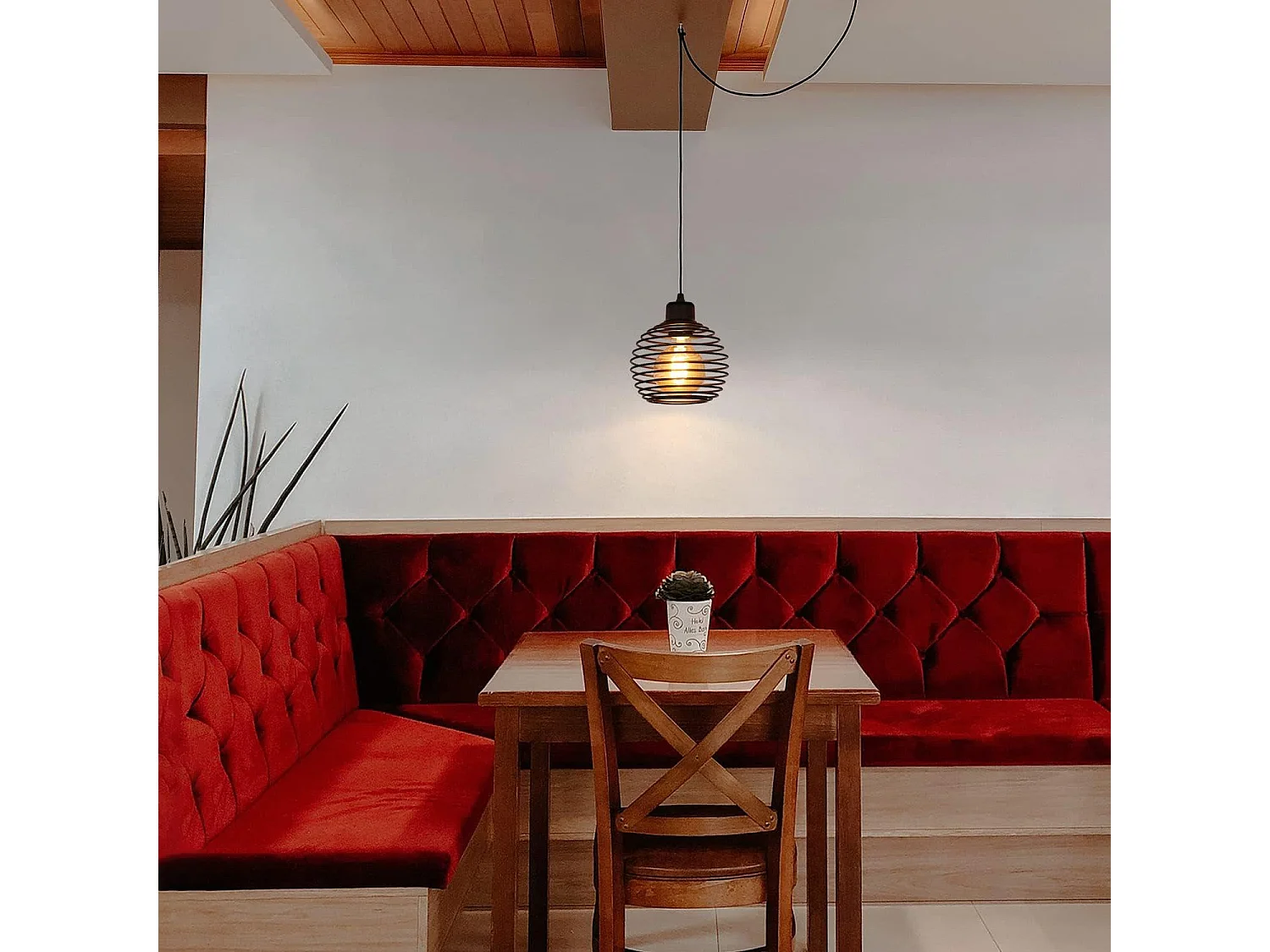 NETTLIFE Hanglamp Zwart 1xE27 rond Vintage Eettafel Hanglamp 1.5M Hanglamp met Schakelaar en Stekker Hanglamp Max.40W voor Keuken Restaurant Slaapkamer Woonkamer