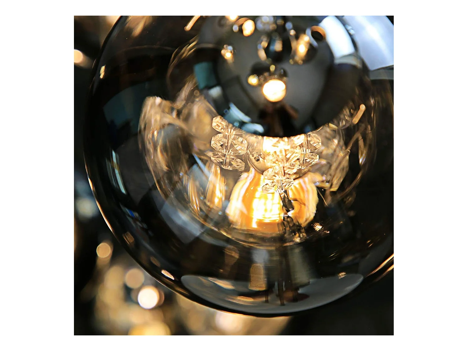 NETTLIFE Glasdecke in grauer Farbe, Durchmesser 70 cm, verstellbare Höhe, G9 - Essbeleuchtung mit 4 farbigen Lampen, Essbeleuchtung für Küchen.