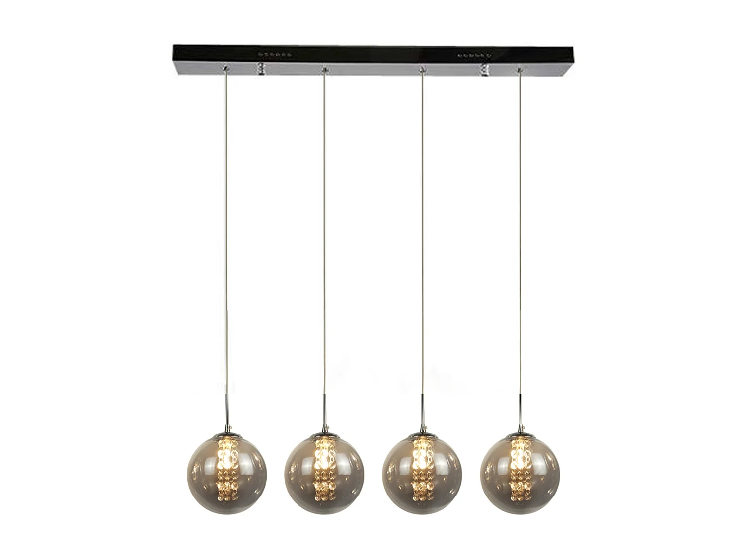 NETTLIFE Suspension verre gris diamètre 70 cm G9 table à manger lustre réglable en hauteur 4 lampes en couleur lampe de table à manger pour cuisines