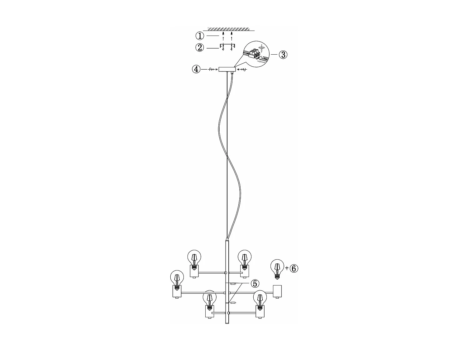 NETTLIFE Suspension 6 Ampoules E27 Noir Diam.65cm Vintage Métal Orientable Lustre Industriel Salon pour Salle à Manger Chambre