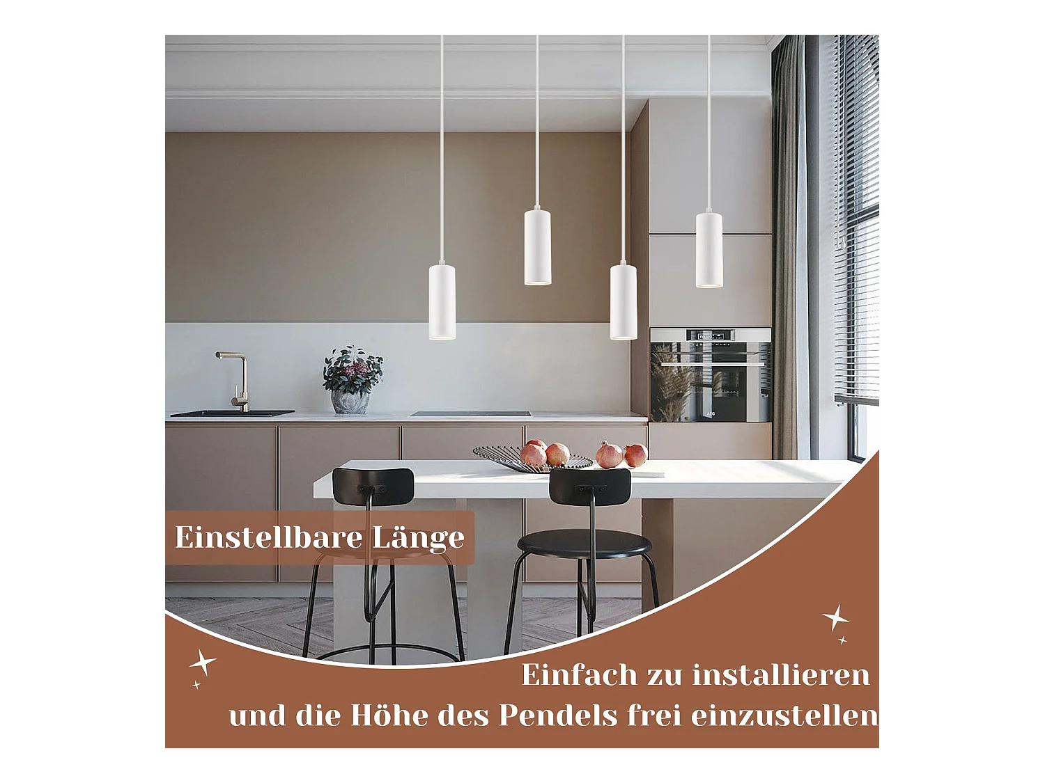 NETTLIFE Hanglamp - 4-Lichts - GU10 fitting - wit - metaal eetkamerlamp - hout Design - vintage hal lamp - voor eetkamer | keuken | café | woonkamer | slaapkamer
