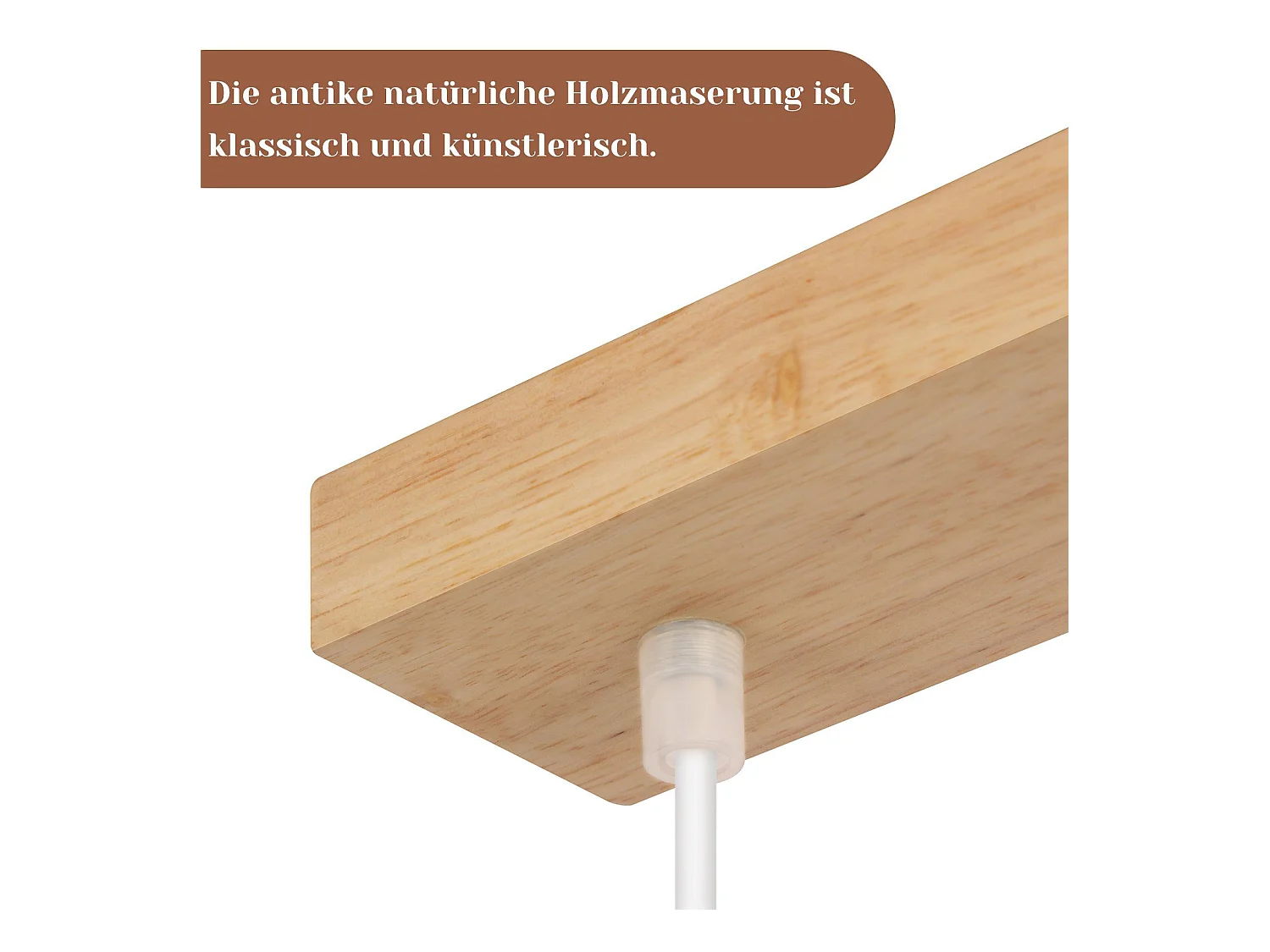 NETTLIFE Hanglamp - 4-Lichts - GU10 fitting - wit - metaal eetkamerlamp - hout Design - vintage hal lamp - voor eetkamer | keuken | café | woonkamer | slaapkamer