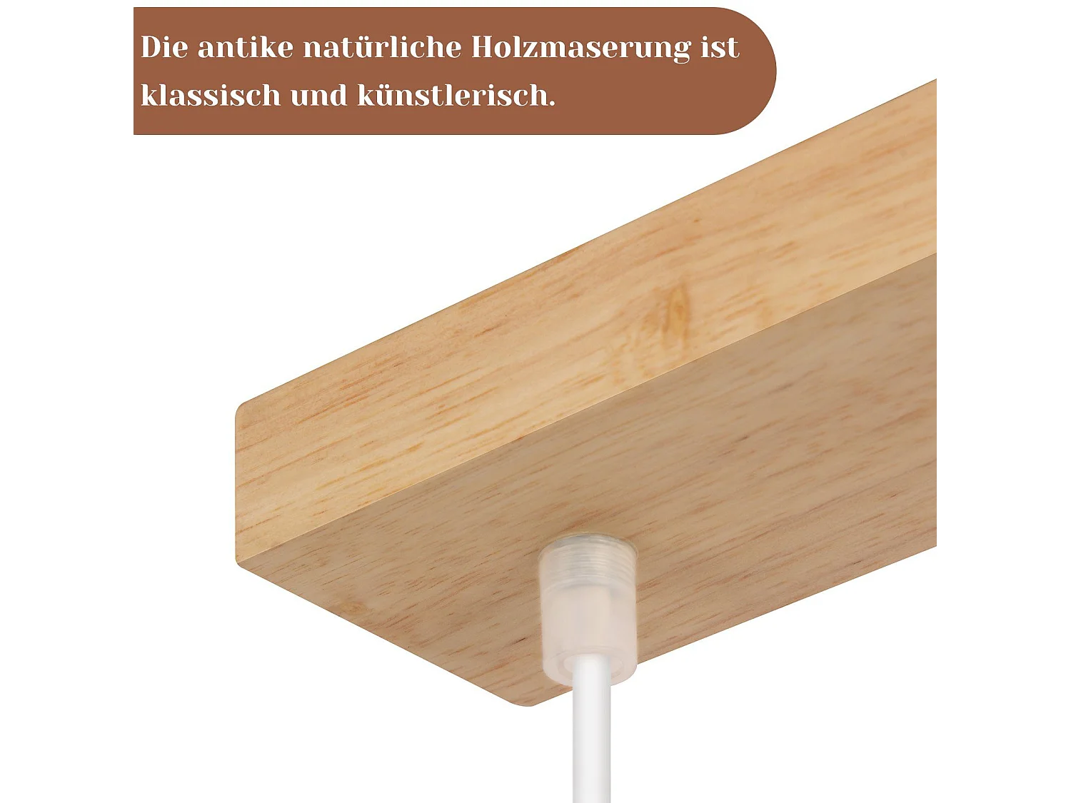 NETTLIFE Suspension Bois Métal Diam.60cm GU10 Blanc 4 Ampoules Lampe Suspendue Lampe de Couloir Vintage pour Salle à Manger Cuisine Café Salon Chambre