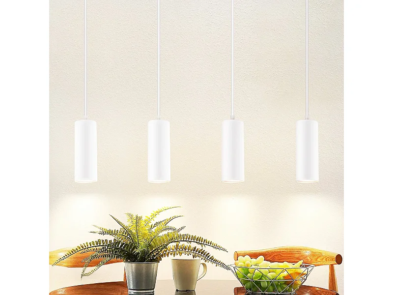 NETTLIFE Suspension Bois Métal Diam.60cm GU10 Blanc 4 Ampoules Lampe Suspendue Lampe de Couloir Vintage pour Salle à Manger Cuisine Café Salon Chambre