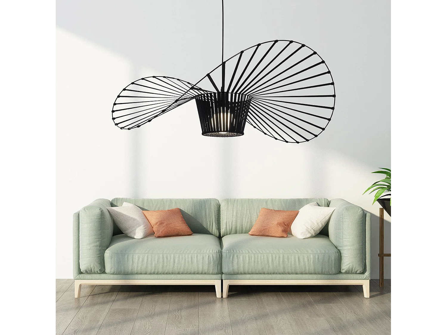 NETTLIFE Hanglamp - 120cm - Zwart - E27 fitting - Hoed Lampenkap Design - Eettafel Hanglamp - Modern Kroonluchter - Voor Woonkamer | Keuken | Eetkamer | Slaapkamer