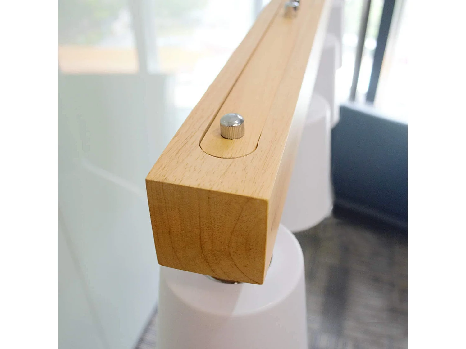 NETTLIFE Suspension 5 ampoules E27 blanc moderne Métal et bois lampe de salle à manger Diam.102cm pour cuisine salon couloir hôtel