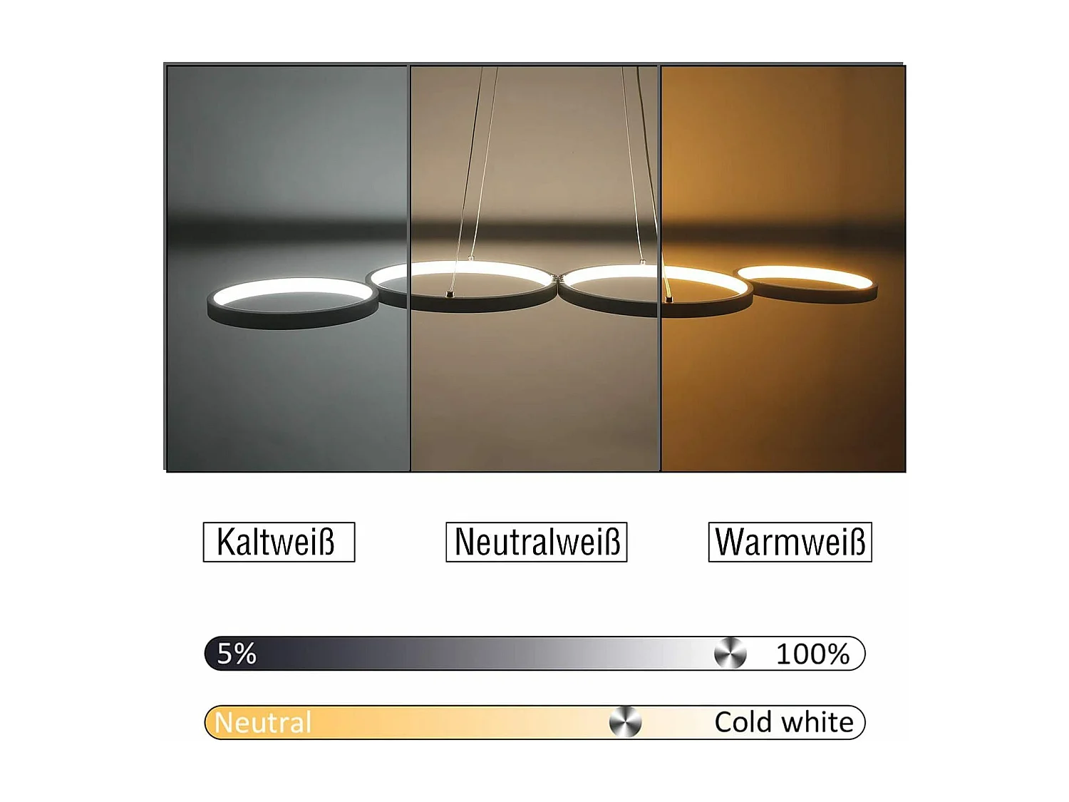 NETTLIFE LED Hanglamp wit 4 lichts dimbaar met afstandsbediening eettafel lamp met ring Ontwerp in hoogte verstelbare hanglamp voor woonkamer | slaapkamer | keuken