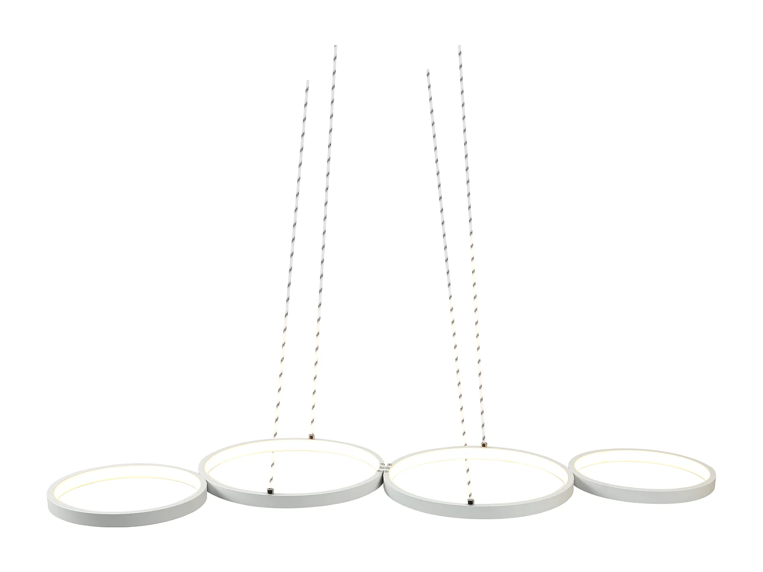 NETTLIFE Suspension LED Blanc Moderne Diam.88cm Lampe de salle à manger 4 Anneaux Design Métal Dimmable avec Télécommande pour Salon Chambre