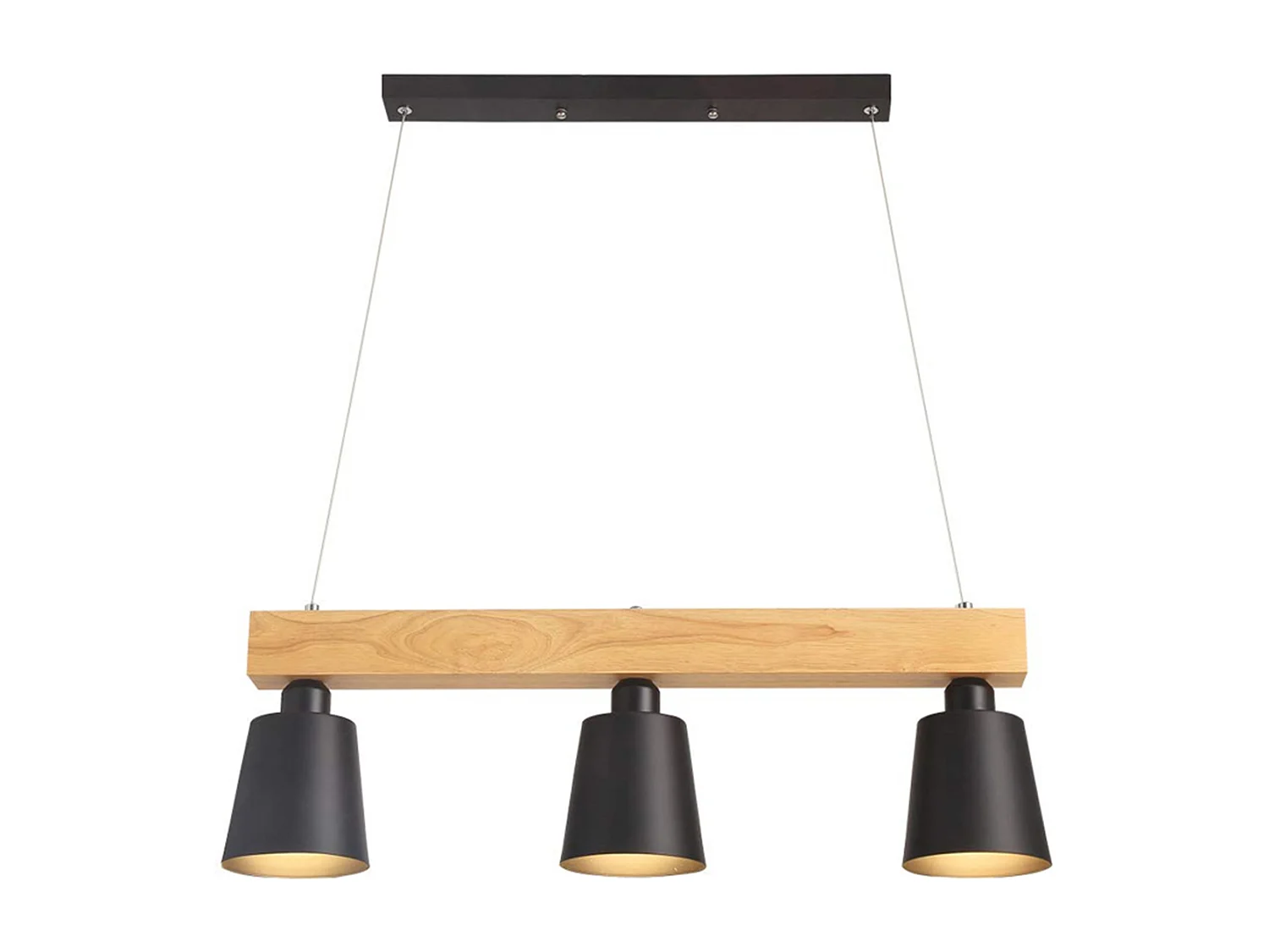 NETTLIFE Suspension bois noir E27 MAX.25W Diam.150cm 70x14x23CM table à manger 3 flammes vintage pour salle à manger bureau chambre cuisine bohème