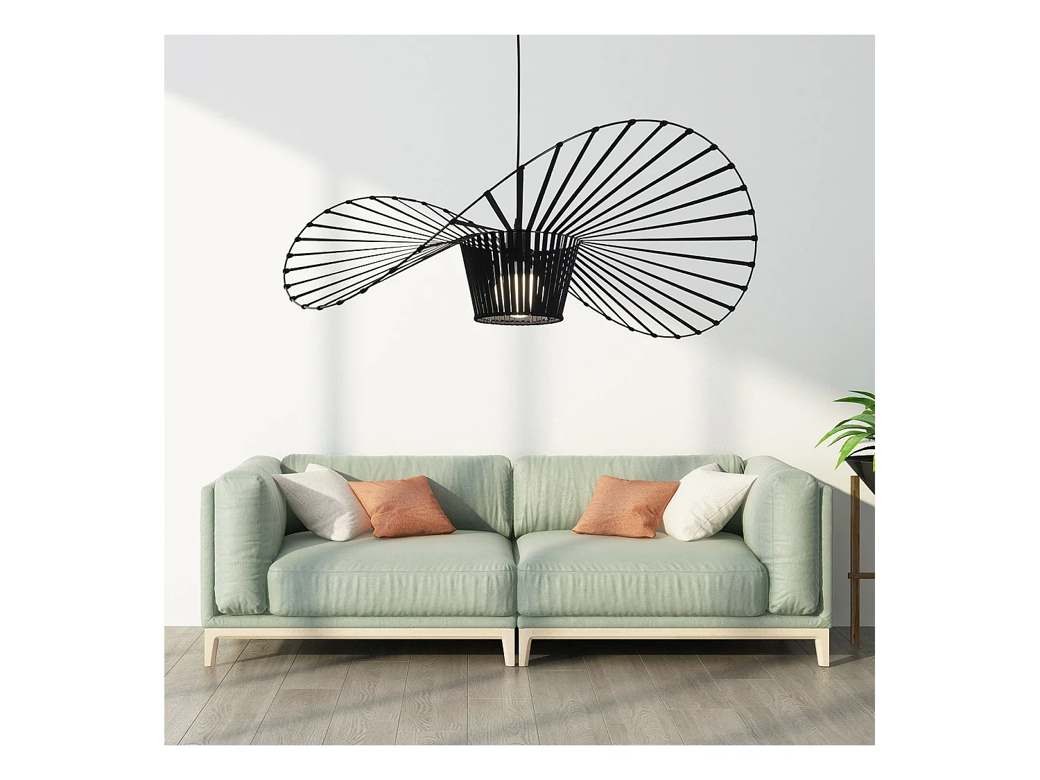 NETTLIFE Suspension Noir E27 Moderne Diam.60cm Polycarbonate Design Chapeau Max.40W pour Salon salle à manger cuisine, sans Ampoule