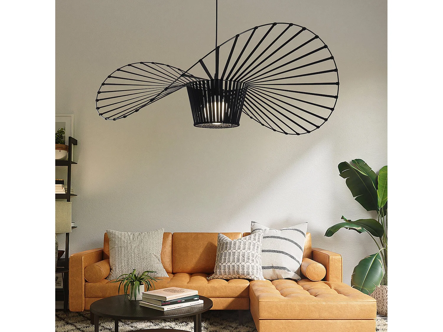 NETTLIFE Suspension Noir E27 Moderne Diam.60cm Polycarbonate Design Chapeau Max.40W pour Salon salle à manger cuisine, sans Ampoule