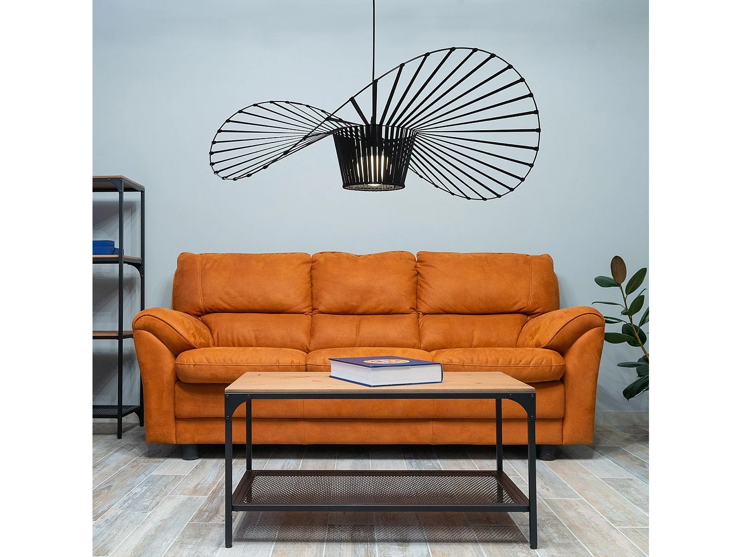 NETTLIFE Suspension Noir E27 Moderne Diam.60cm Polycarbonate Design Chapeau Max.40W pour Salon salle à manger cuisine, sans Ampoule