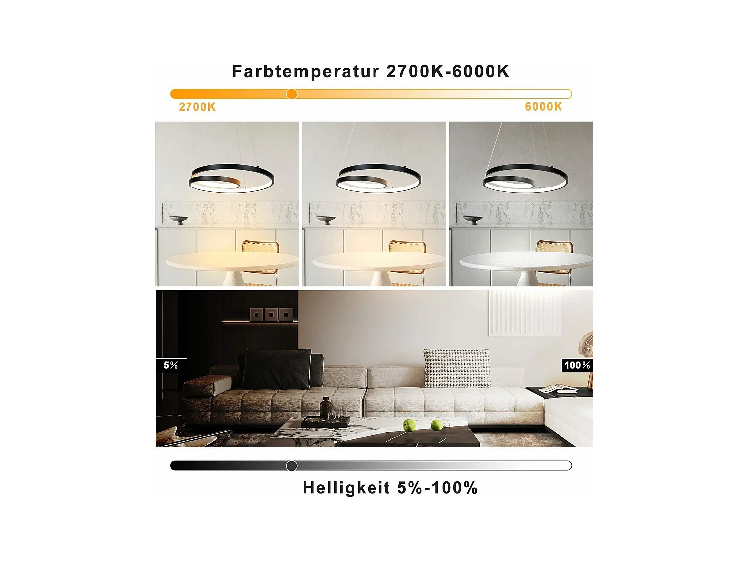 NETTLIFE LED Hanglamp - Moderne - Zwart - 40CM - Dimbare - eetkamerlamp met afstandsbediening - voor woonkamer slaapkamer keuken