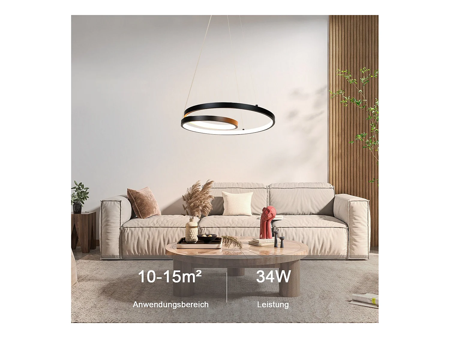 NETTLIFE LED Hanglamp - Moderne - Zwart - 40CM - Dimbare - eetkamerlamp met afstandsbediening - voor woonkamer slaapkamer keuken
