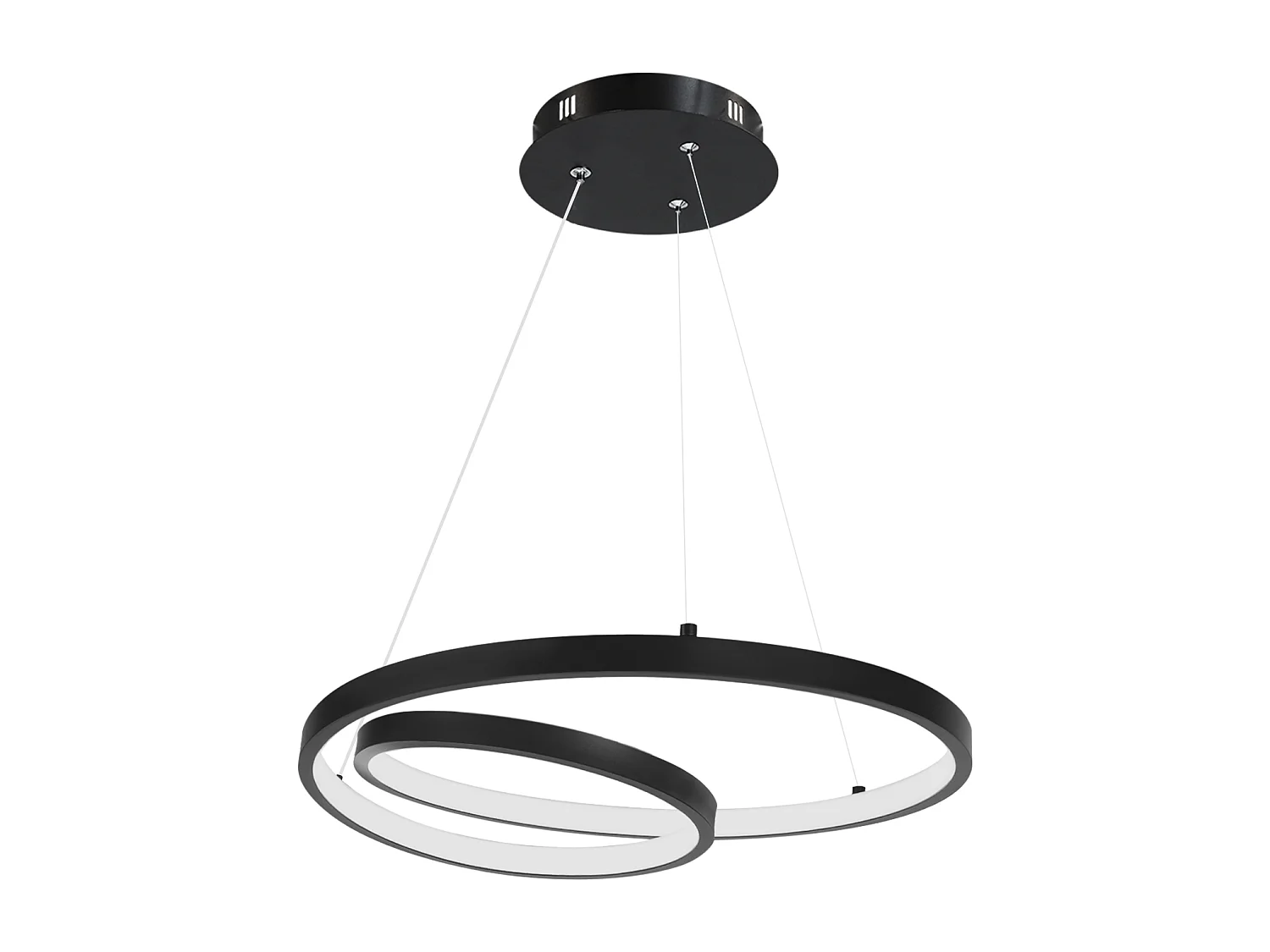 NETTLIFE Suspension LED Aluminium Noir 40CM Diam.150cm Dimmable Design Lampe de Table à Manger Moderne avec Télécommande pour Salon Chambre Cuisine