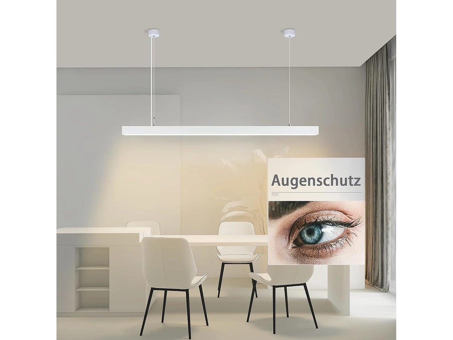 NETTLIFE Suspension LED Blanc Moderne Diam.107CM Aluminium 32W Dimmable avec Télécommande Design Linéaire Long pour Salle à Manger Bureau Salon