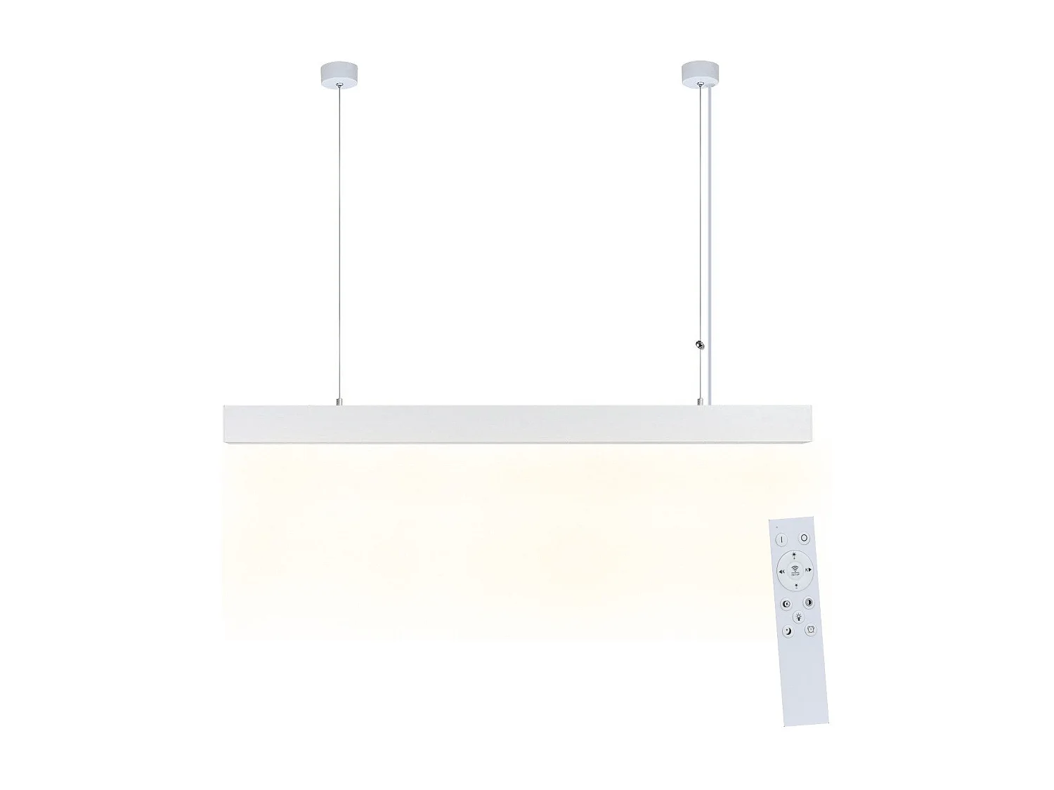 NETTLIFE Suspension LED Blanc Moderne Diam.107CM Aluminium 32W Dimmable avec Télécommande Design Linéaire Long pour Salle à Manger Bureau Salon