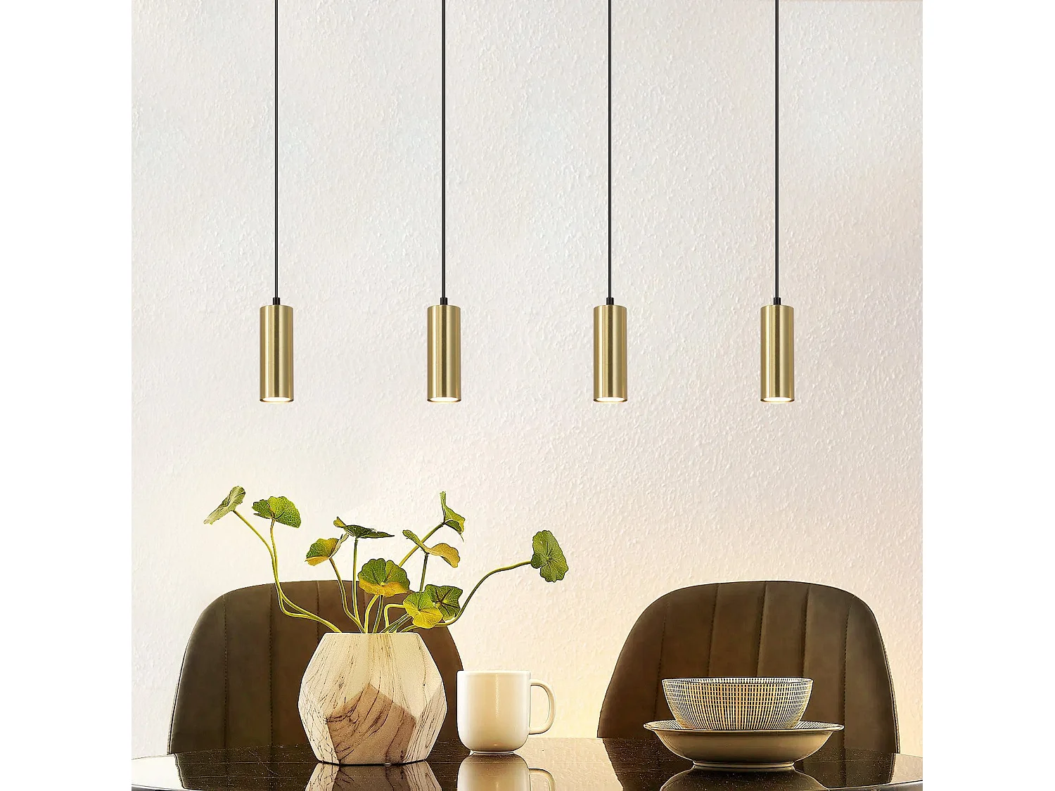 NETTLIFE Hanglamp - 4-Lichts - GU10 fitting - goud - metaal eetkamerlamp - vintage hal lamp - voor eetkamer | keuken | café | woonkamer | slaapkamer
