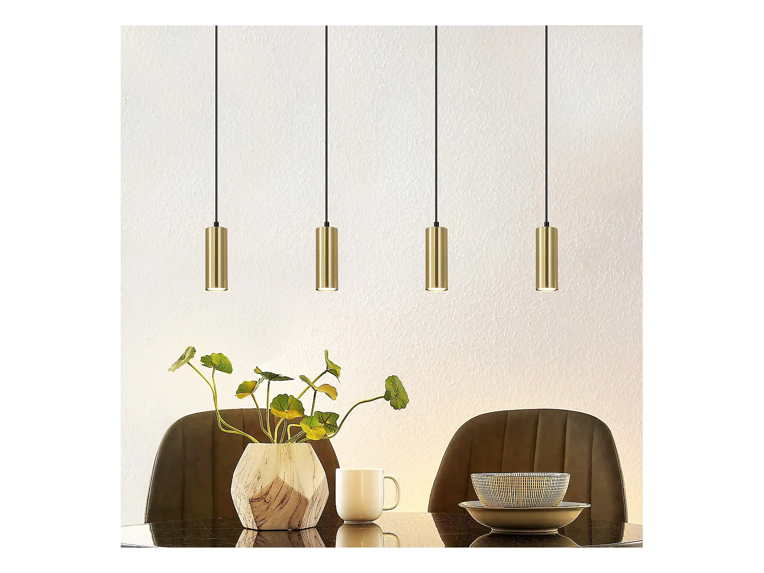 NETTLIFE Suspension Gu10 Or Noir Diam.170cm Métal 4 Ampoules - Lampe de Table à Industrielle Moderne pour Salon Café Salle à Manger Chambre
