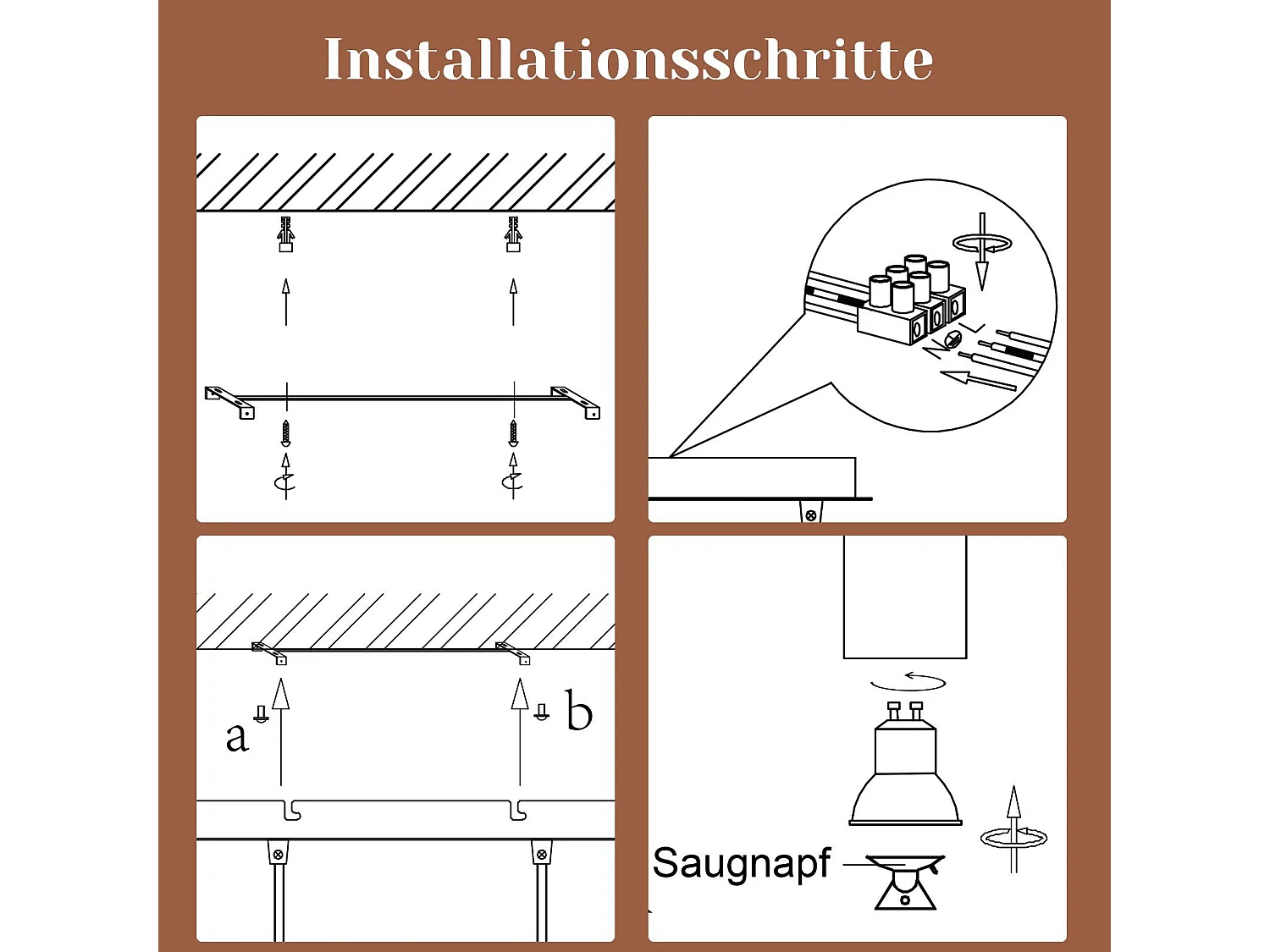 NETTLIFE Suspension Gu10 Or Noir Diam.170cm Métal 4 Ampoules - Lampe de Table à Industrielle Moderne pour Salon Café Salle à Manger Chambre