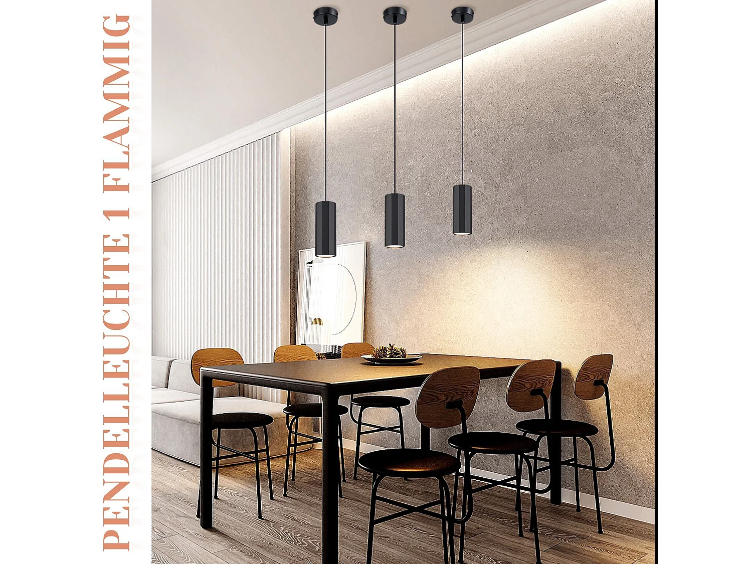 NETTLIFE Suspension métal noir diamètre 170 cm GU10 1 flamme salon moderne industriel pour salle à manger intérieur cuisine chambre