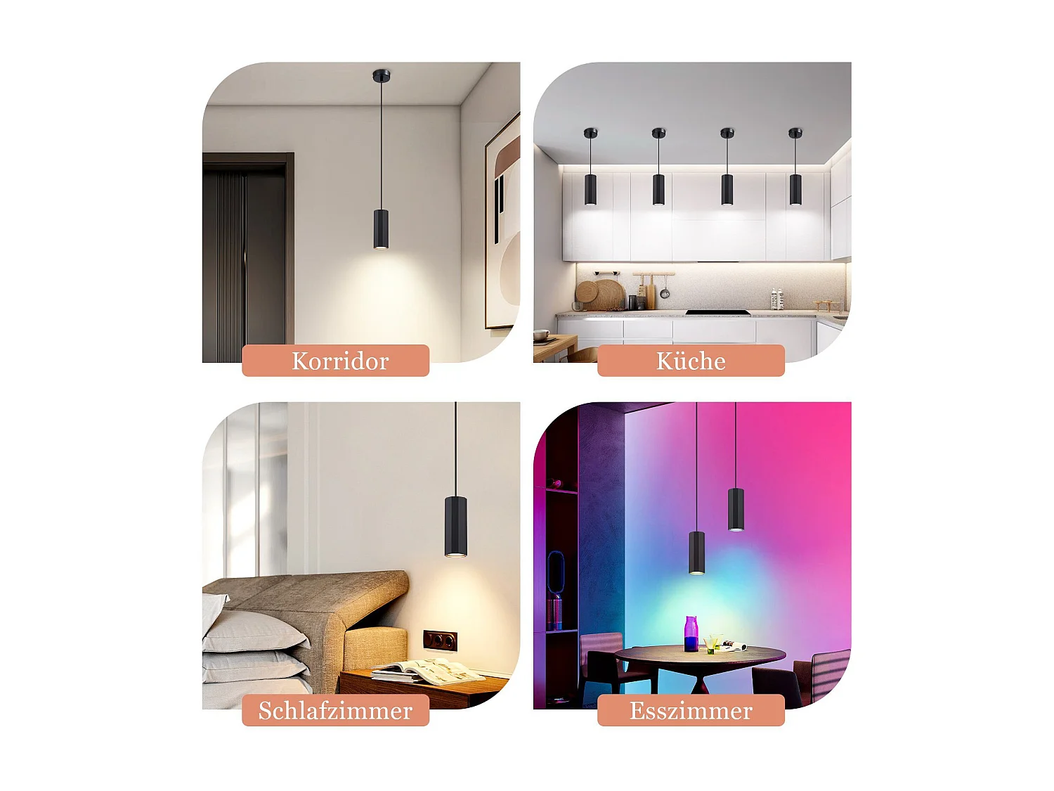 NETTLIFE Suspension métal noir diamètre 170 cm GU10 1 flamme salon moderne industriel pour salle à manger intérieur cuisine chambre