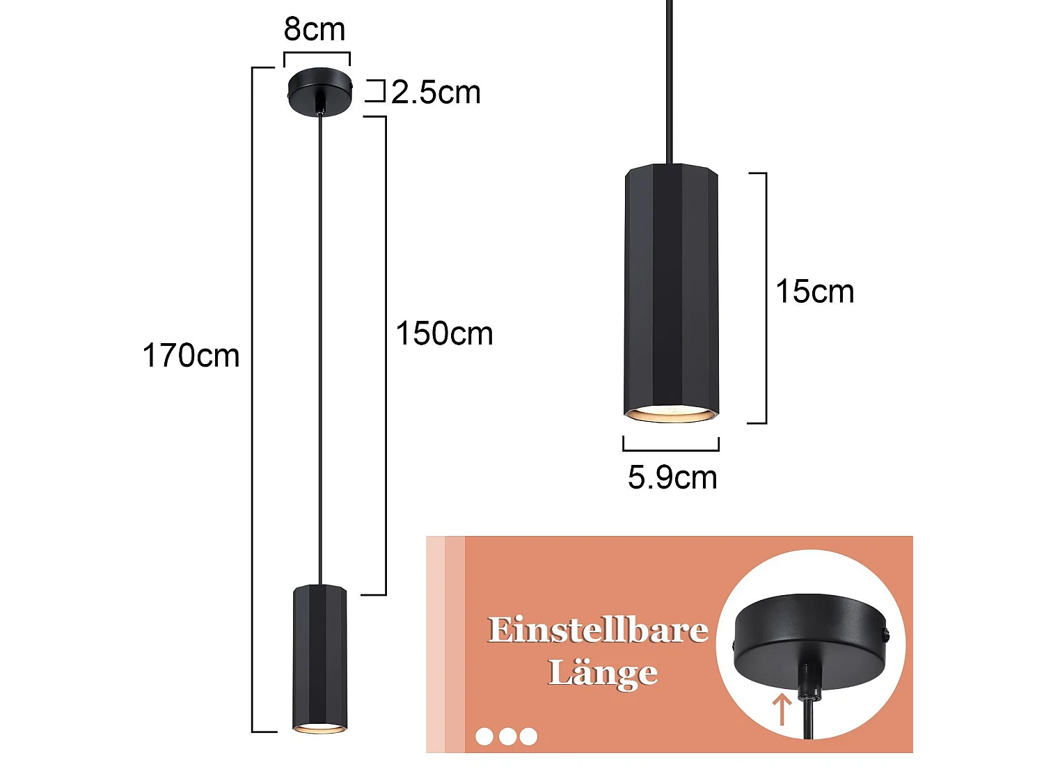 Nettlife Suspension métal noir diamètre 170 cm GU10 1 flamme salon moderne industriel pour salle à manger intérieur cuisine chambre – Design moderne