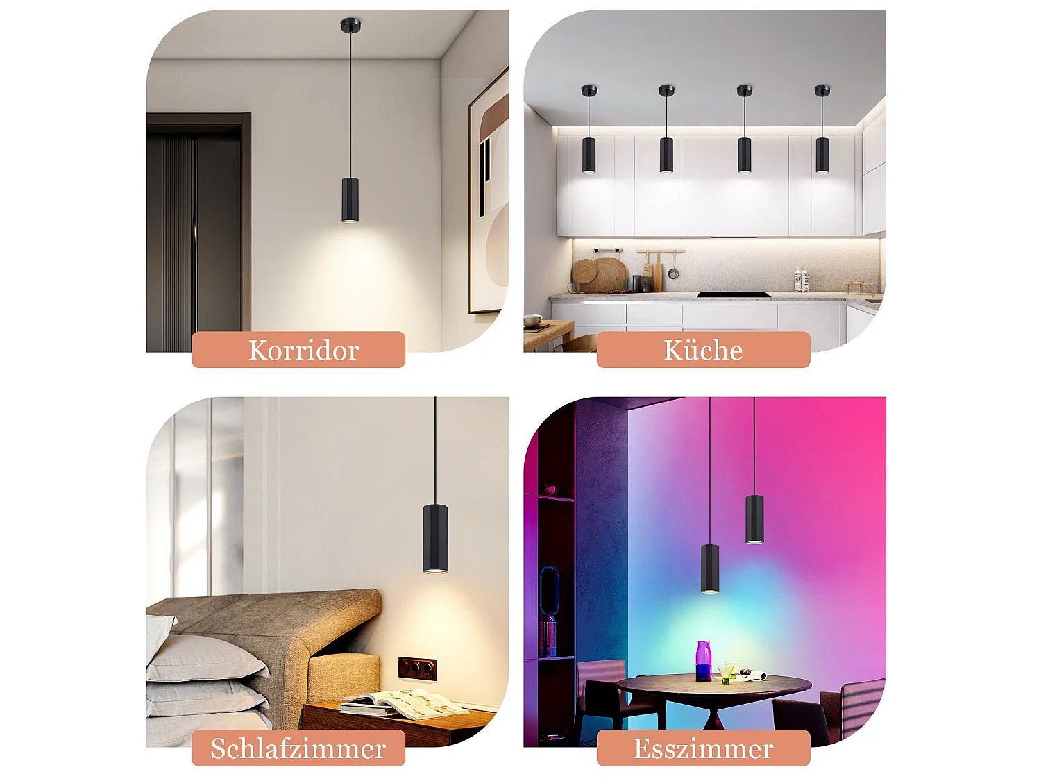 Nettlife Suspension métal noir diamètre 170 cm GU10 1 flamme salon moderne industriel pour salle à manger intérieur cuisine chambre – Design moderne