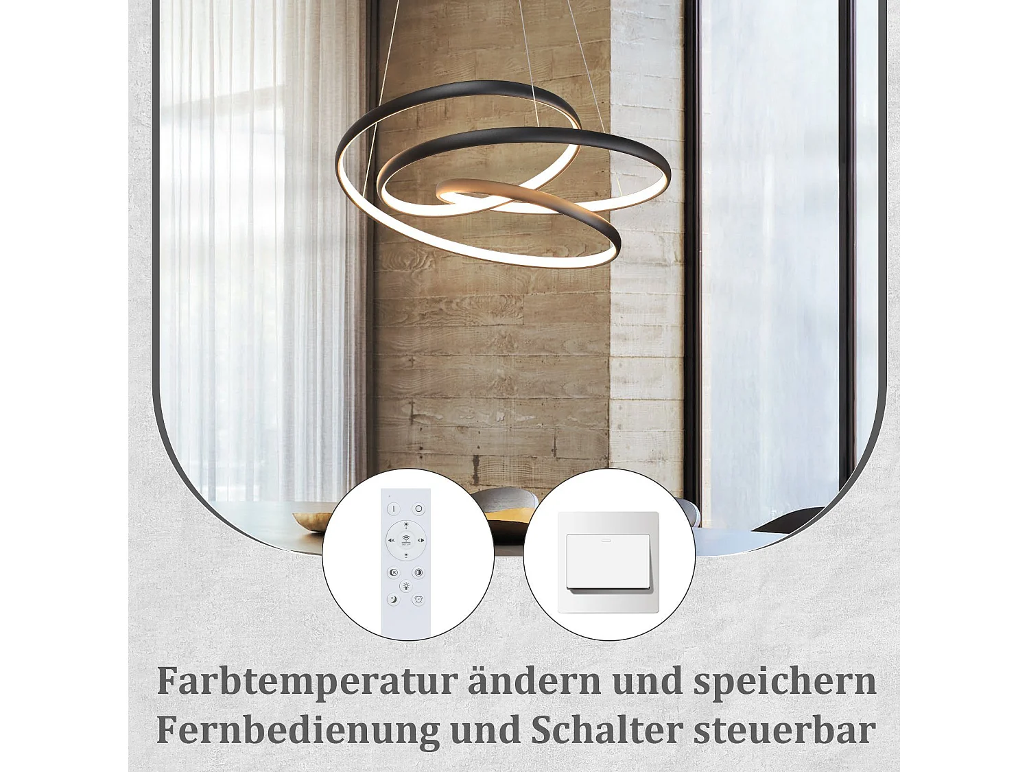 NETTLIFE Lampa wisząca LED czarna żelazna średnica 24cm z możliwością ściemniania 50CM nowoczesna lampa wisząca z pilotem lampa do salonu 55W