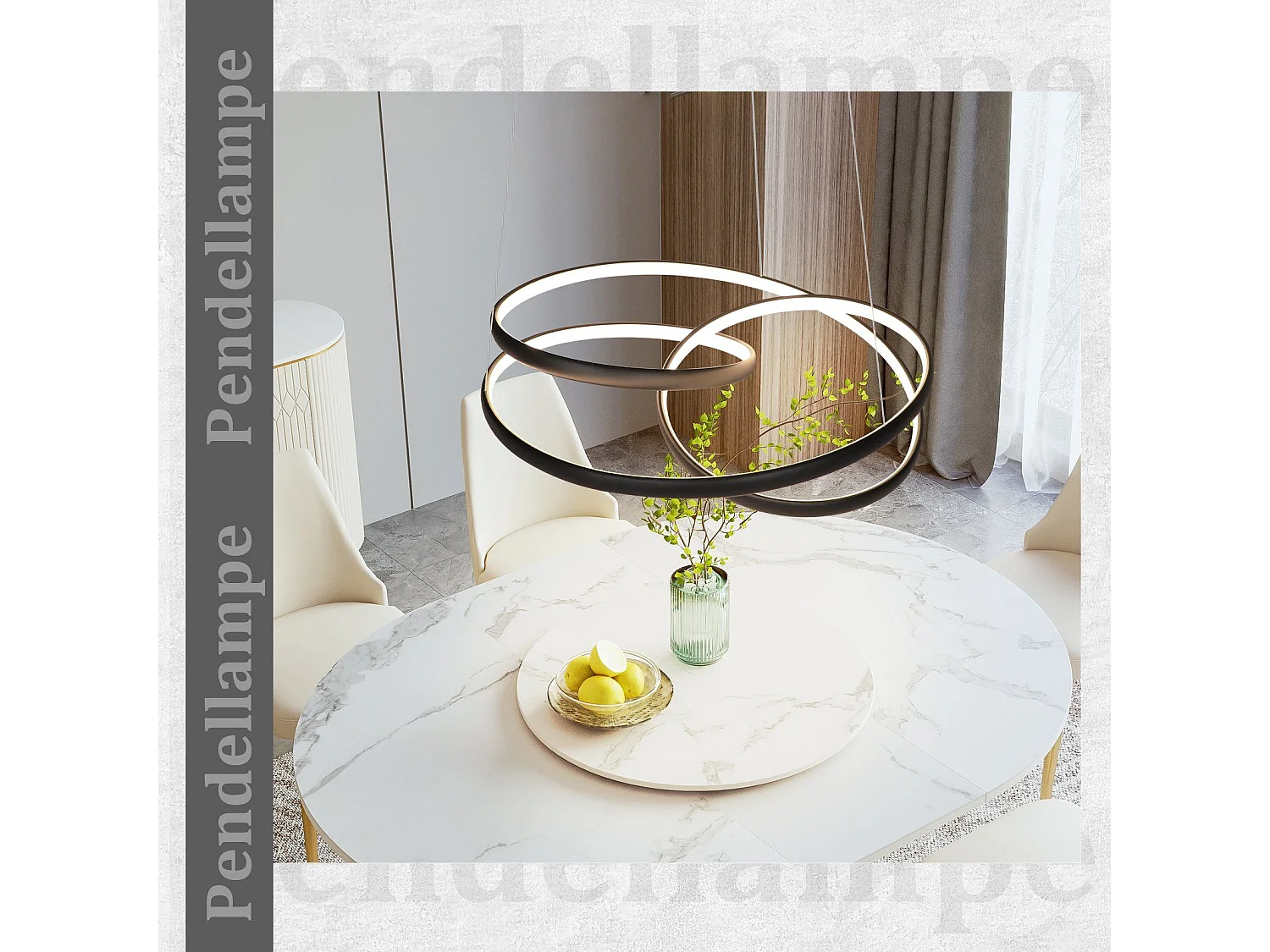 NETTLIFE Suspension LED Fer Noir Diam.24cm Dimmable 50CM Lampe à Suspension Moderne avec Télécommande Lampe de Salon 55W